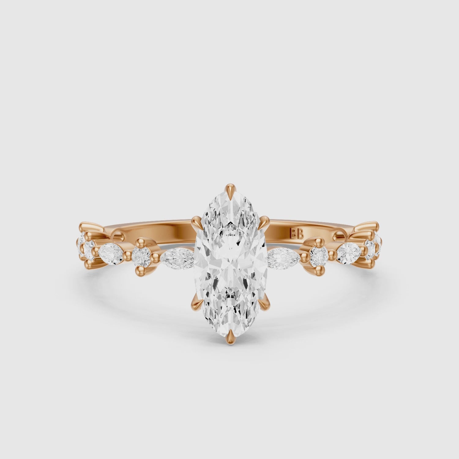 Load video: Sara Moval Lab Grown Diamond Hidden Halo Ring with Alternating Diamond Band