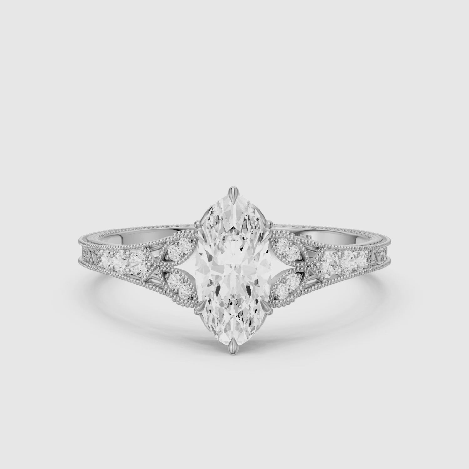 Load video: Vega Moval Moissanite Diamond Vintage Filigree Ring