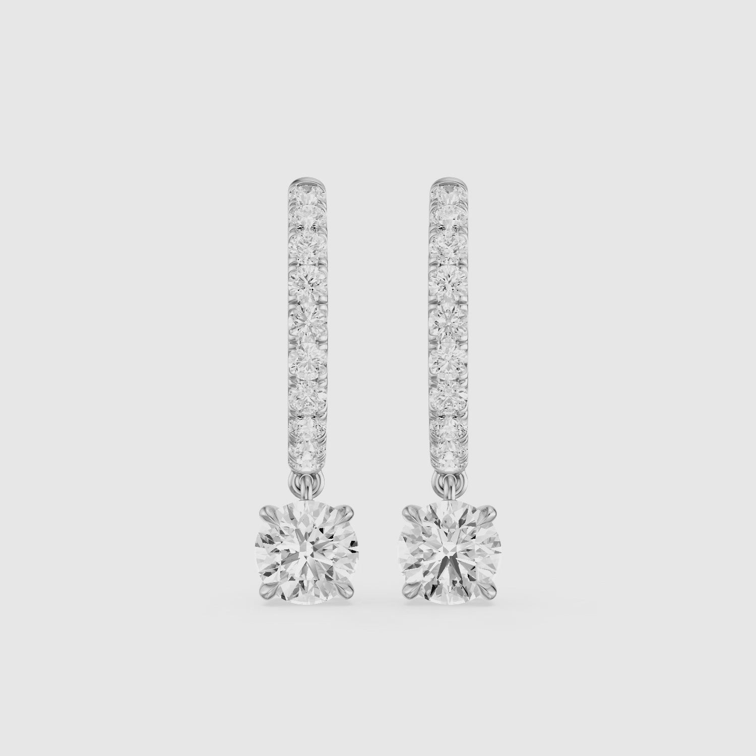 Load video: Cassidy Round Lab Grown Diamond Drop Huggie Hoop Earrings
