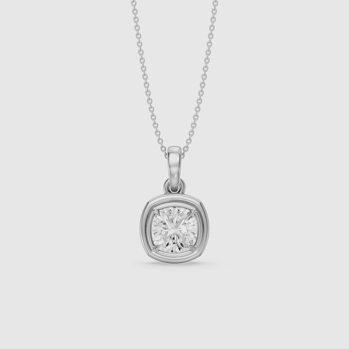 Load video: Dakota Round Lab Grown Diamond Double Bezel Pendant