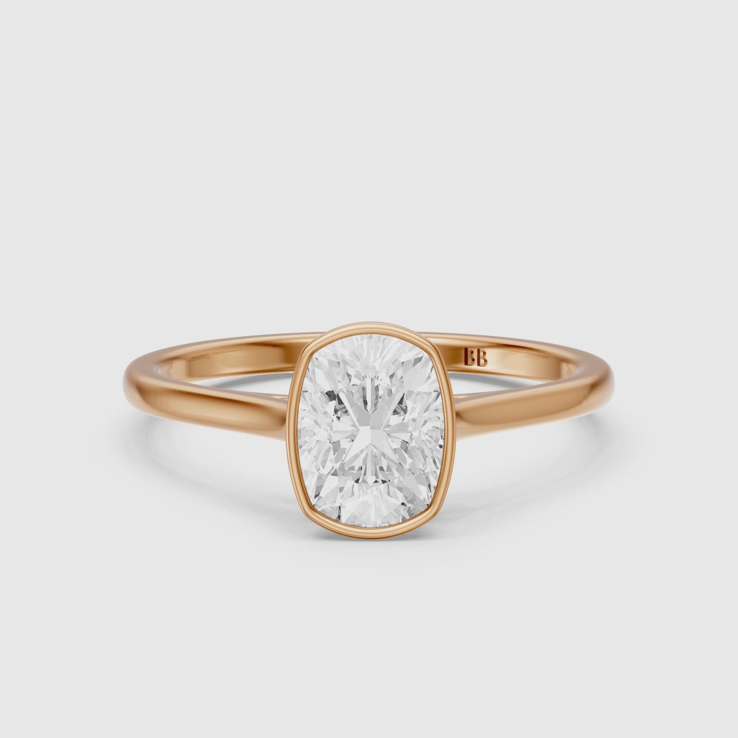Load video: Marlyn Elongated Cushion Cut Bezel Set Moissanite Diamond Ring