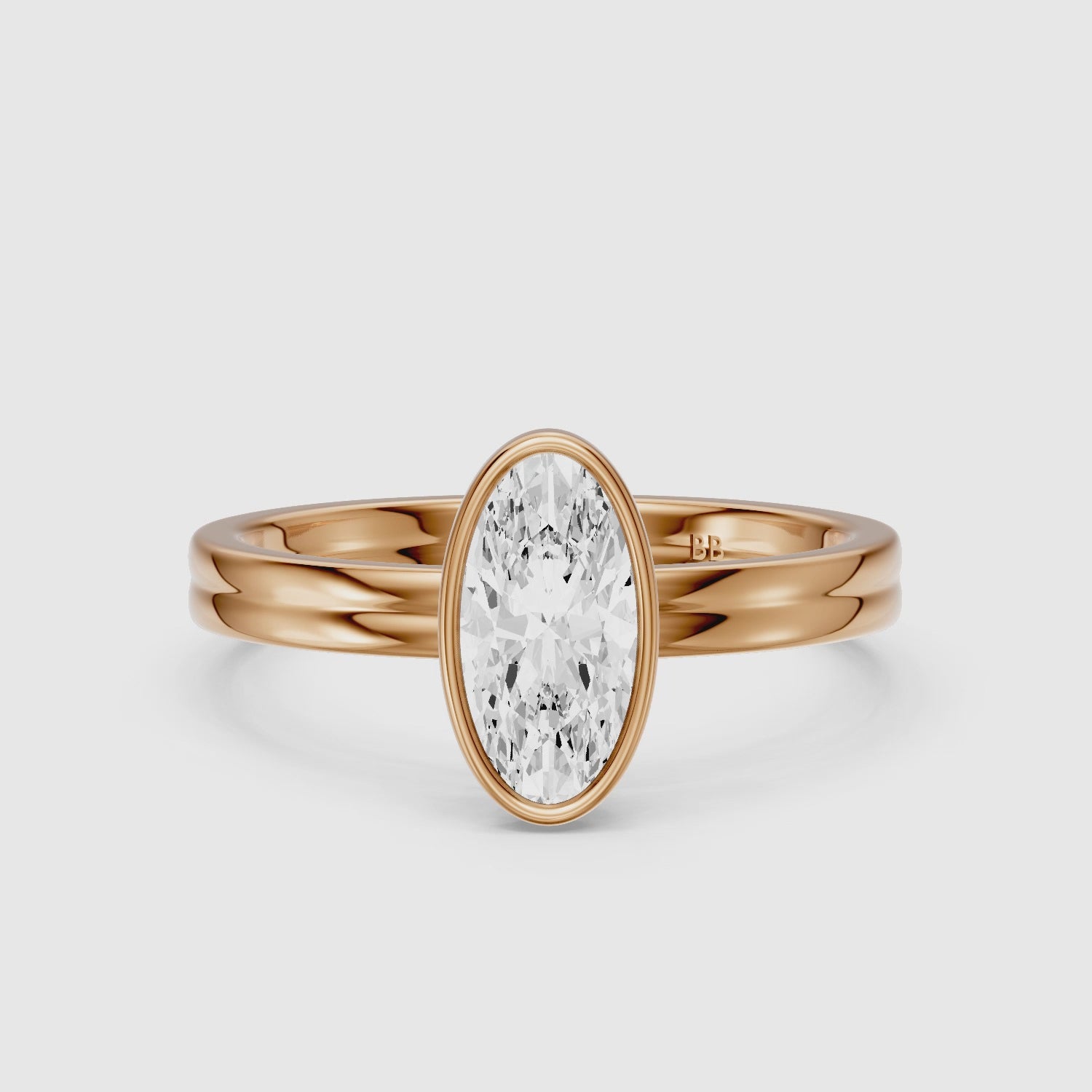 Load video: Vivienne Moval Bezel Set Lab Grown Diamond Solitaire Ring