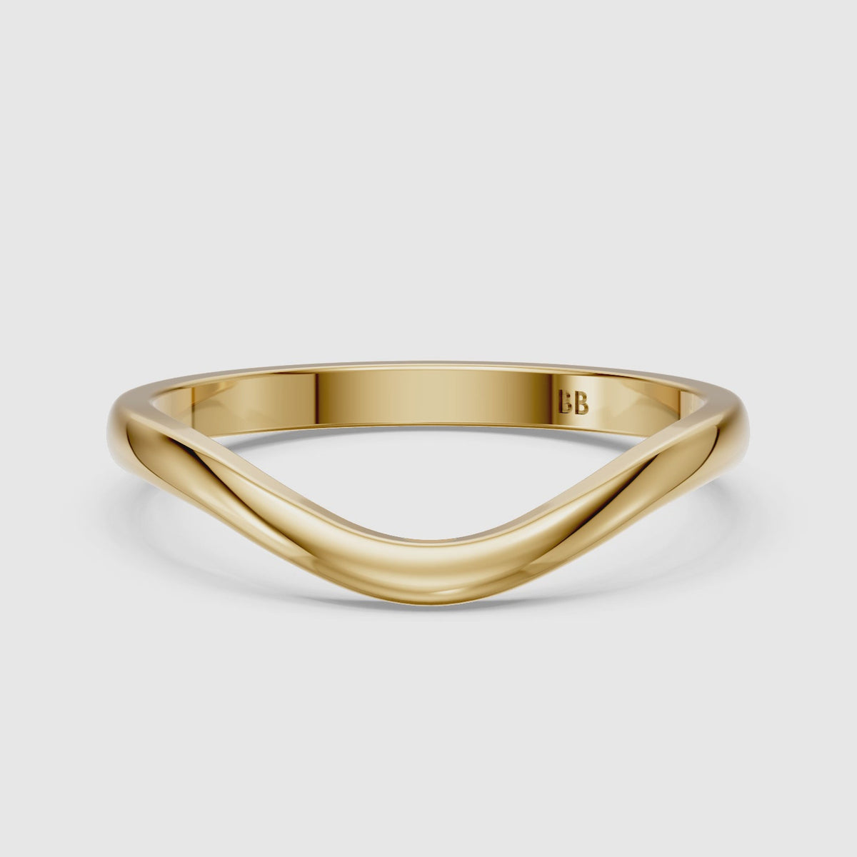 Load video: Jovie Curved Plain Wedding Band