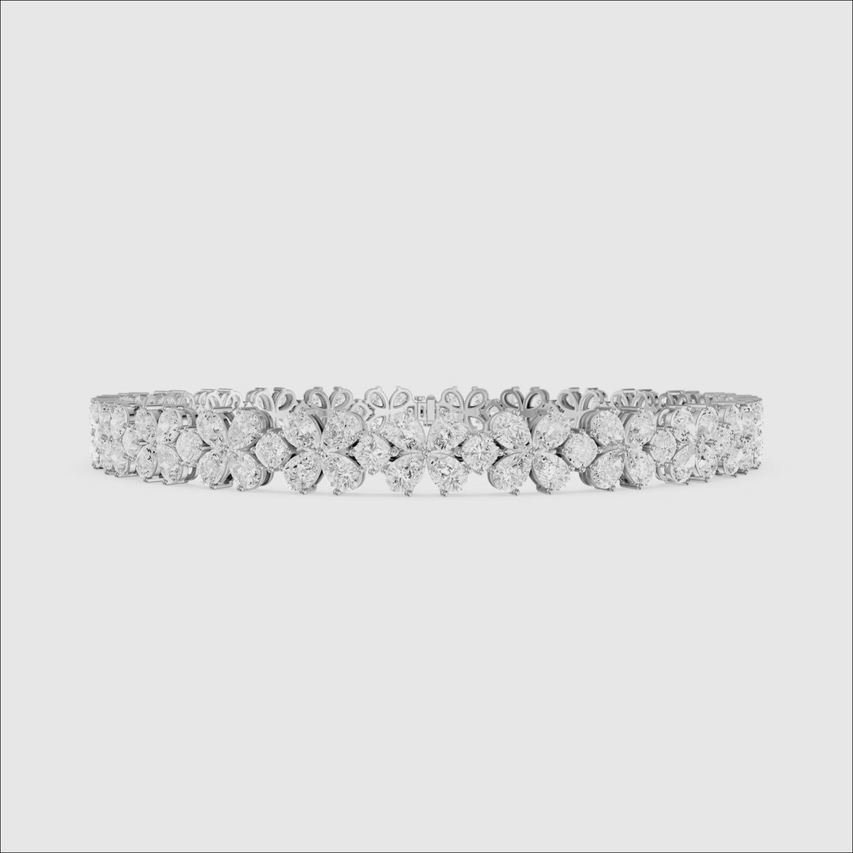 Load video: Cora Pear and Princess Cut Floral Lab Grown Diamond Tennis Bracelet