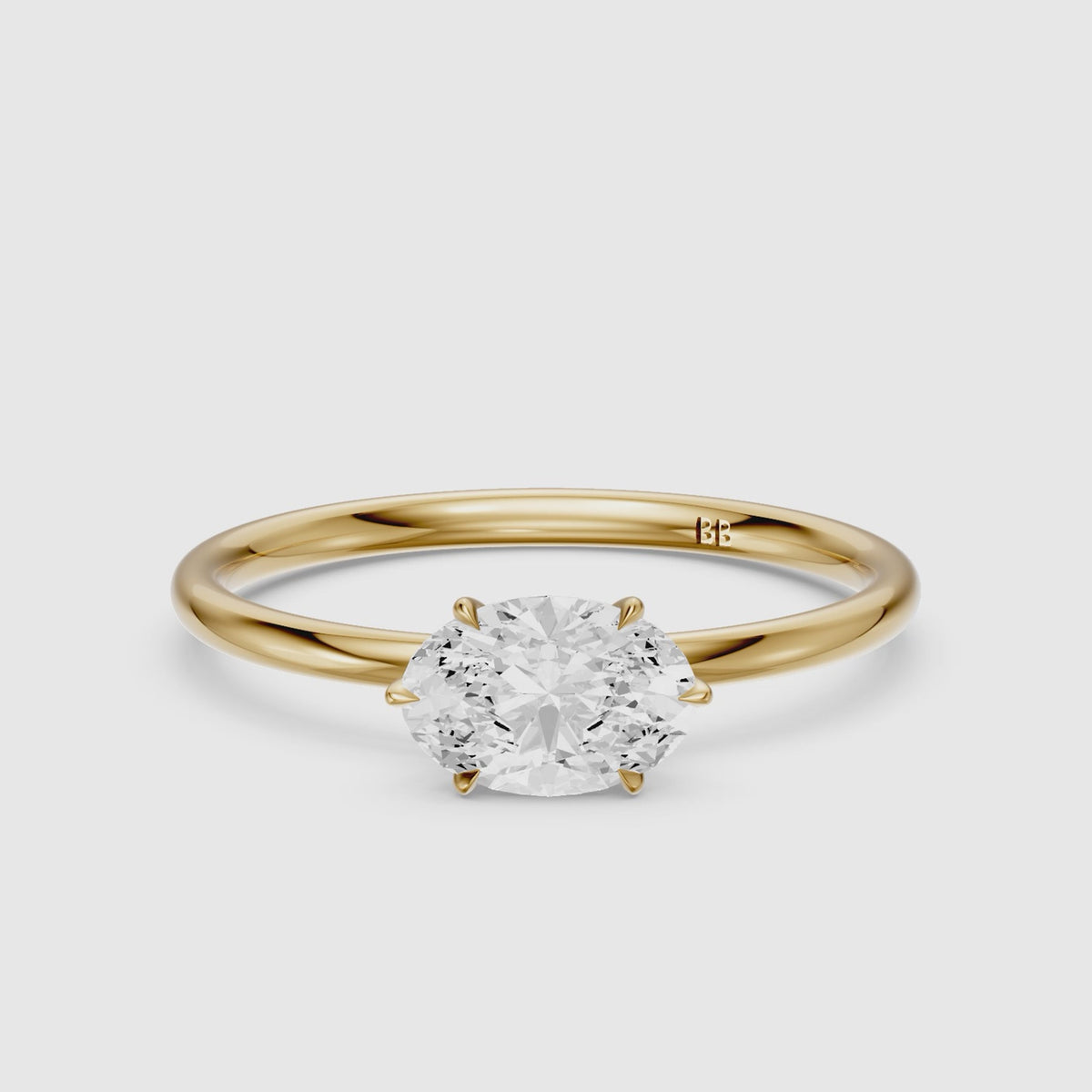 Load video: Jena Oval Lab Grown Diamond Solitaire East West Engagement Ring