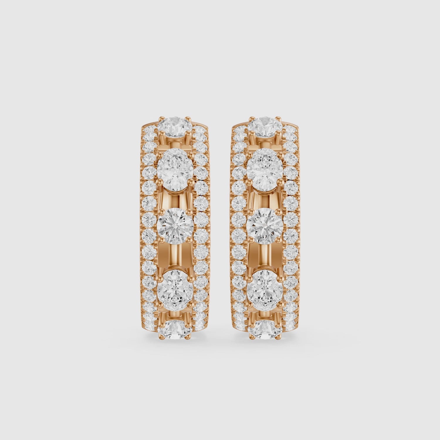 Load video: Gloria Round and Oval Cut Lab Grown Diamond Hoop Earrings