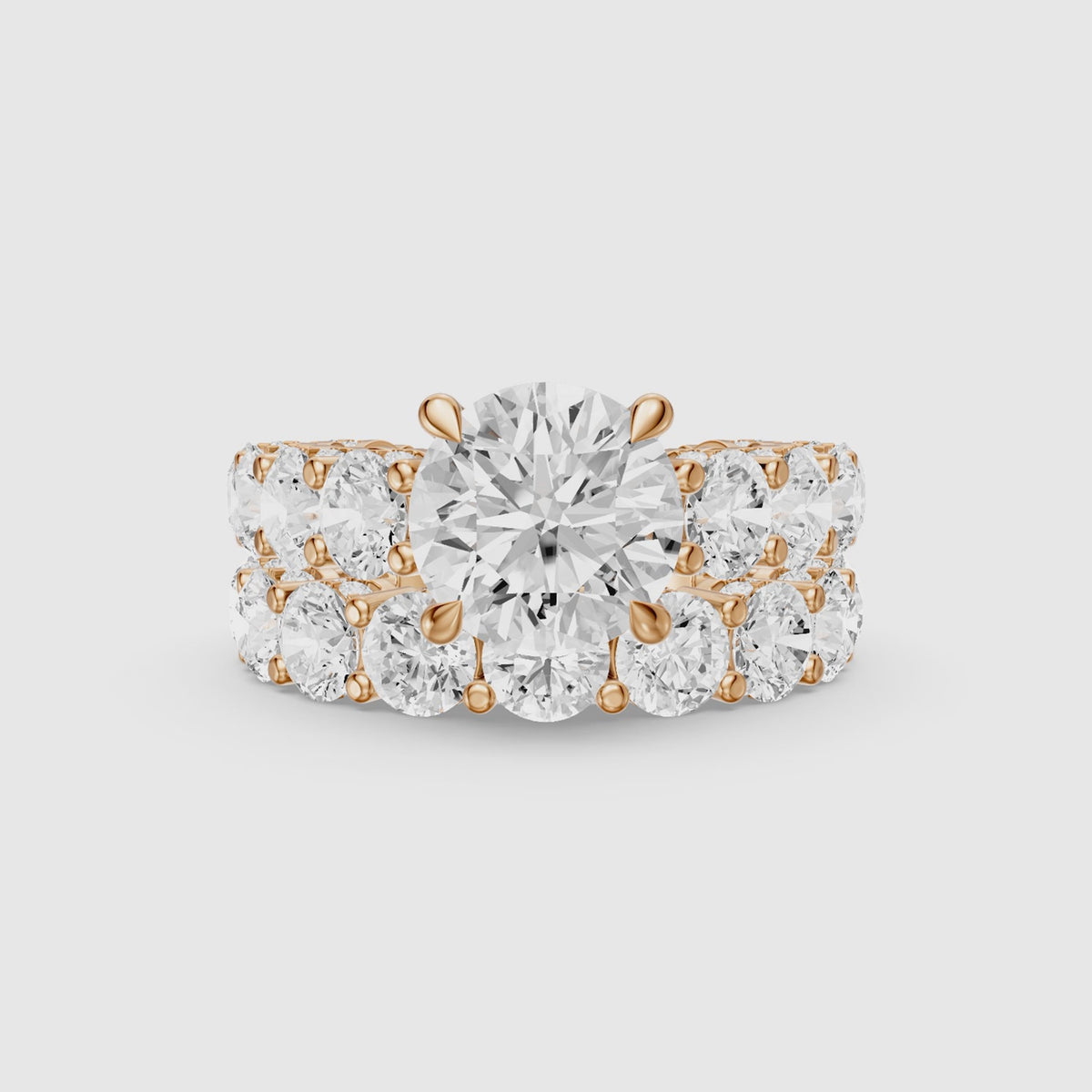 Load video: Rylie Round Lab Grown Diamond Cluster Eternity Bridal Set