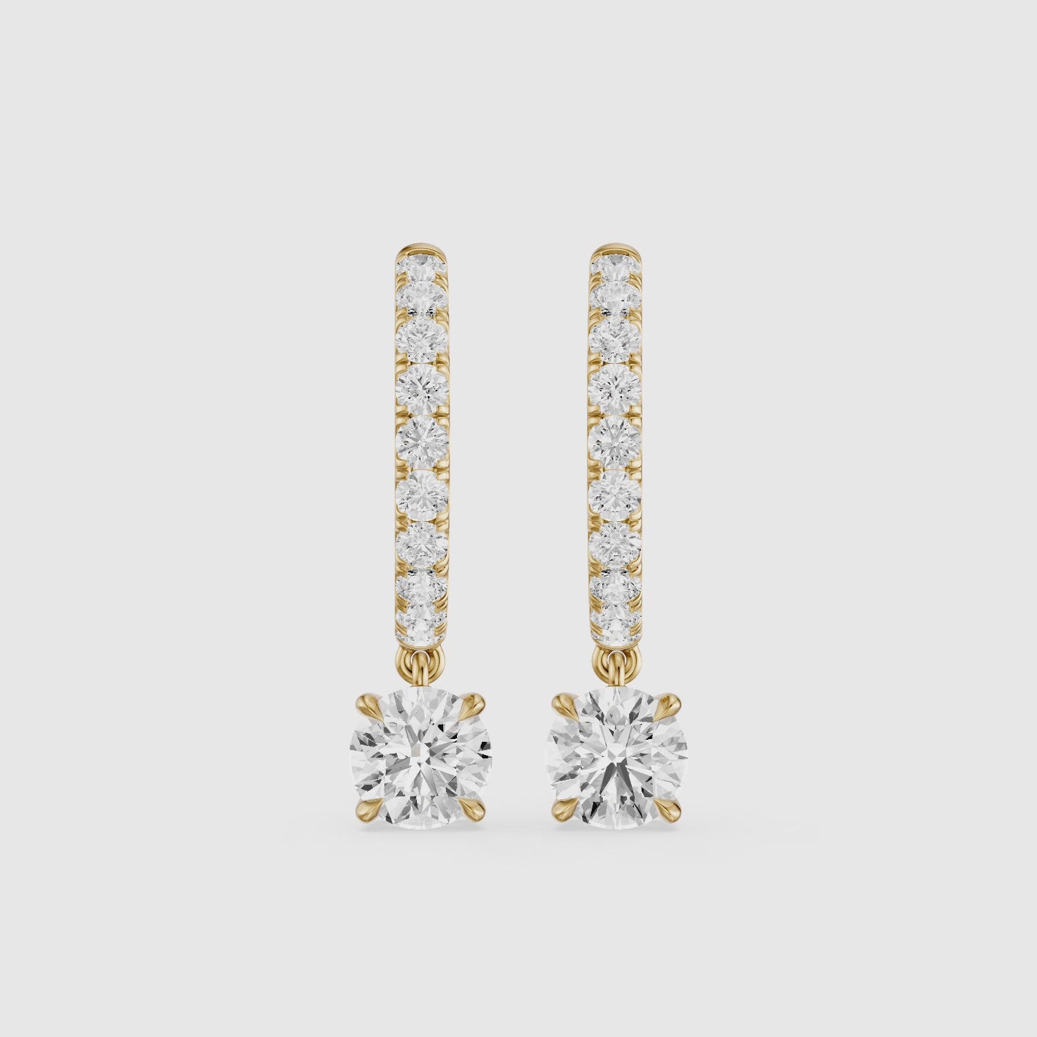 Load video: Cassidy Round Lab Grown Diamond Drop Huggie Hoop Earrings