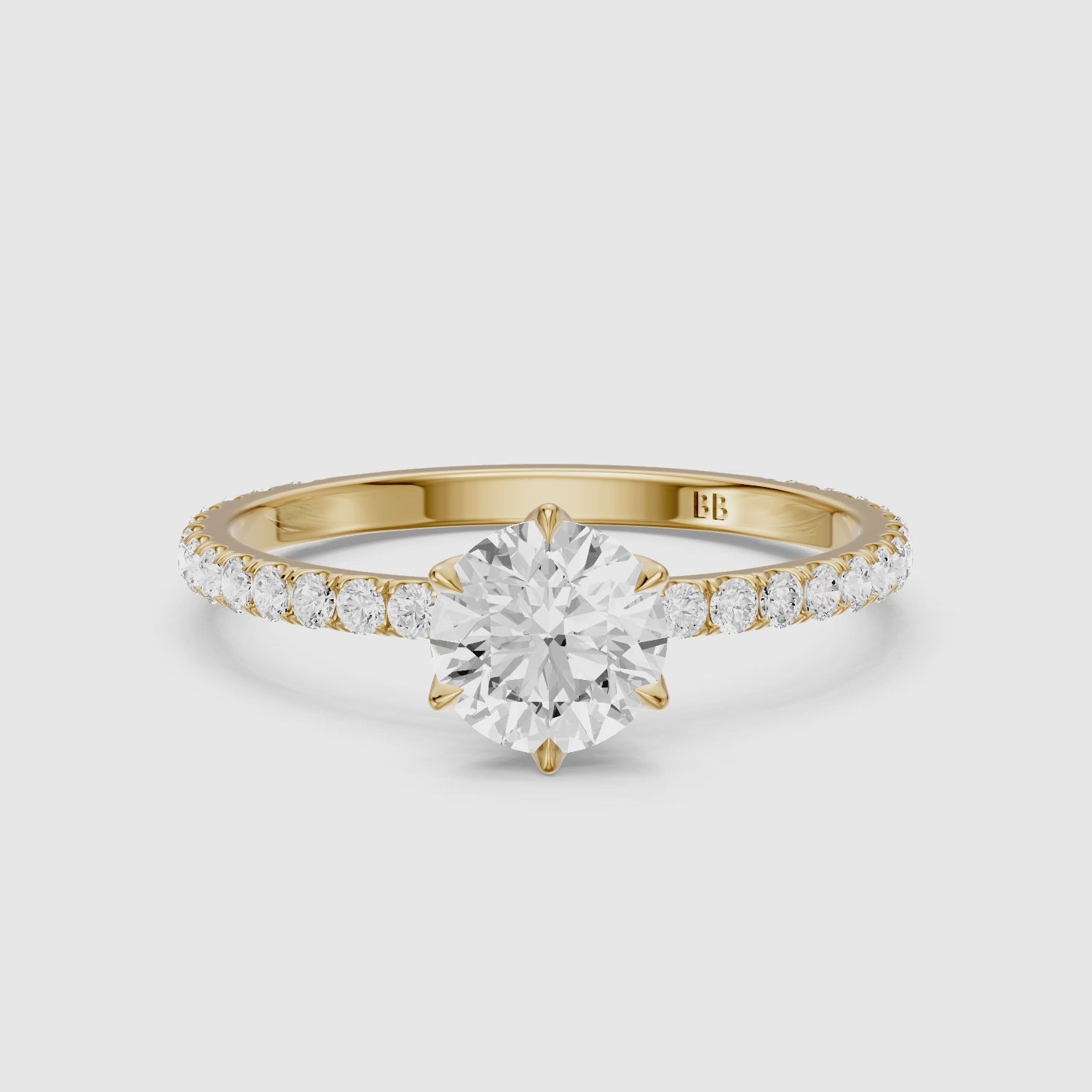 Load video: Arya 6 Prong Tulip Setting Round Cut Lab Grown Diamond Ring