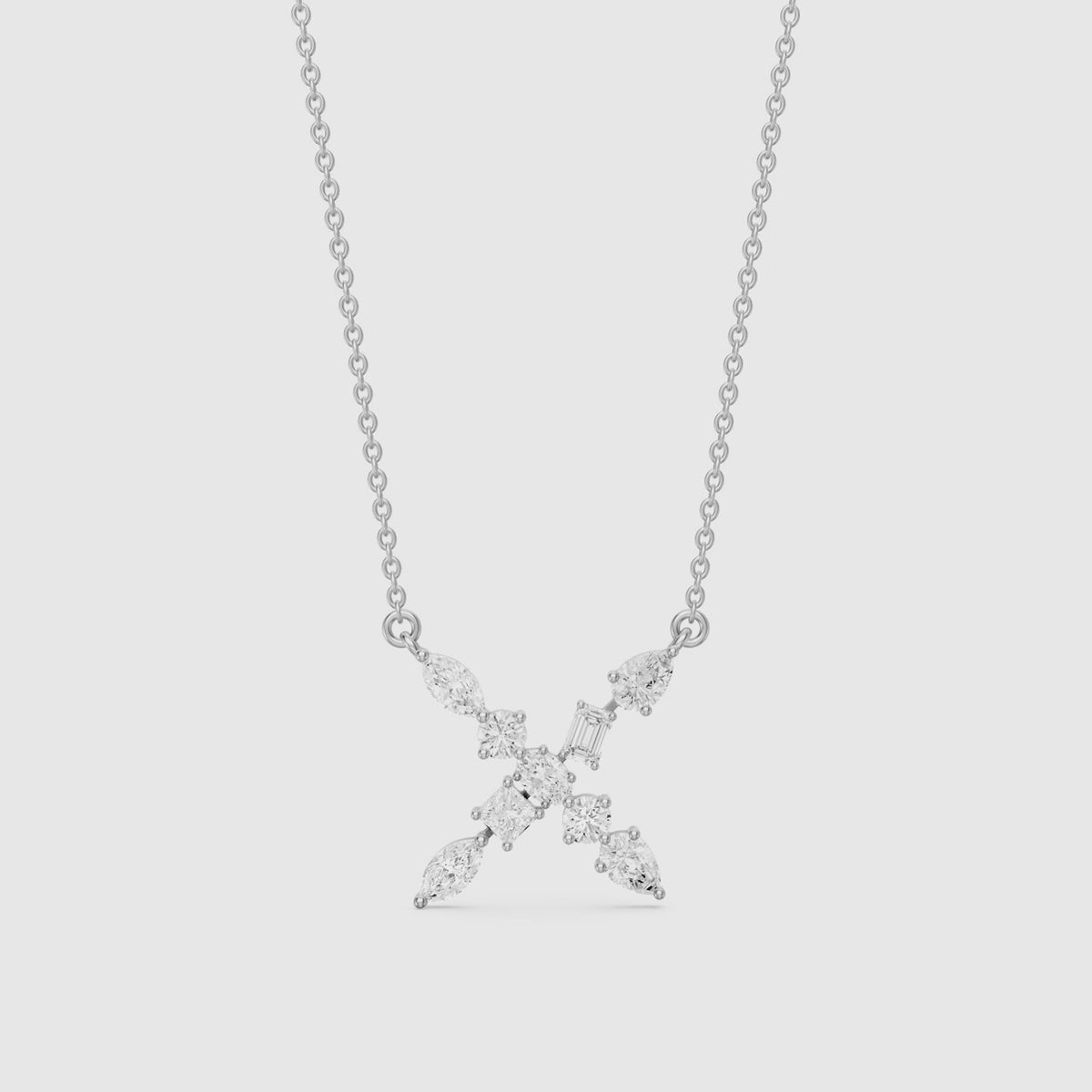 Load video: Sidonie Multi Shape Lab Grown Diamond Initial X Pendant