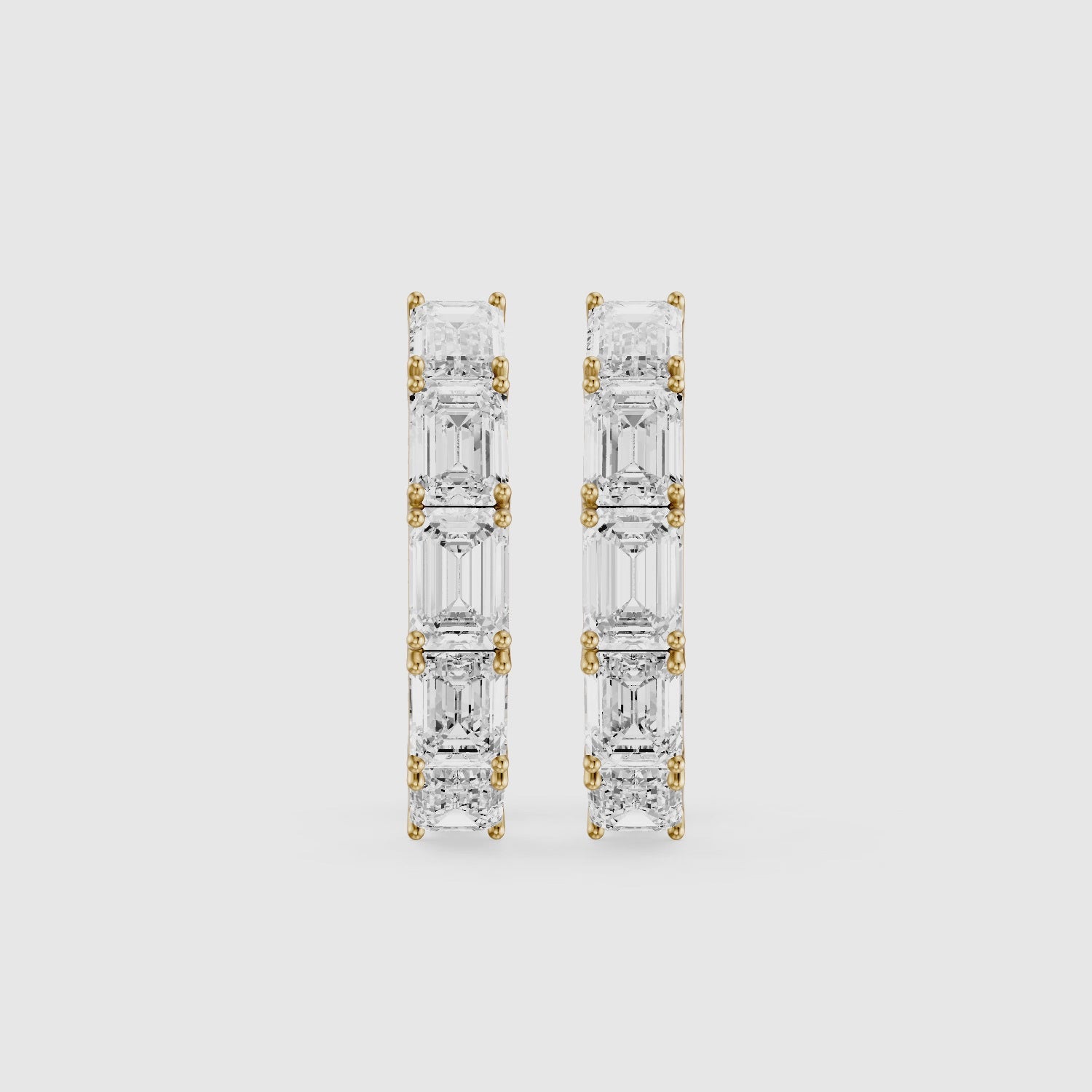 Load video: Talia Emerald Cut Lab Grown Diamond Inside Out Hoop Earrings