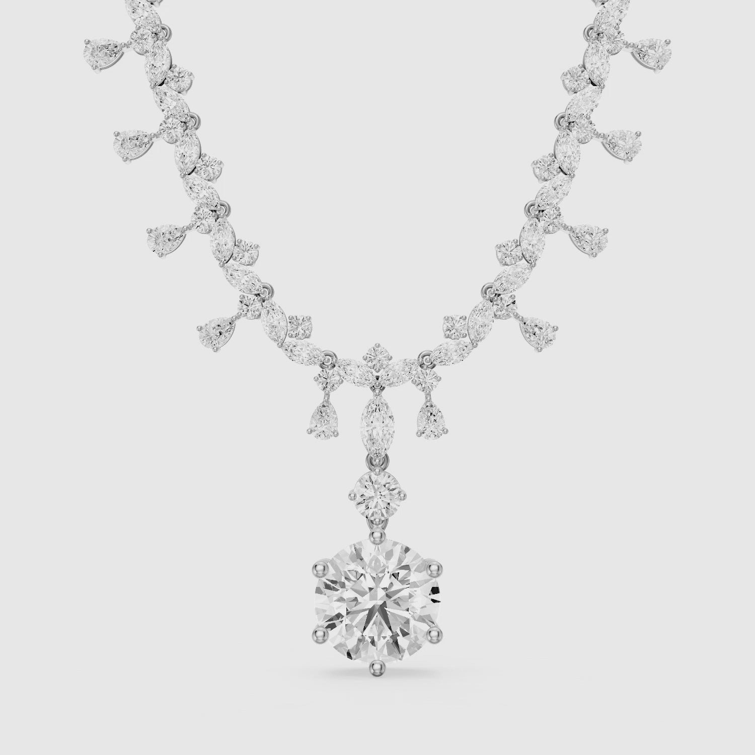 Load video: Valentina Mixed Shape Lab Diamond Necklace with Elegant Drop