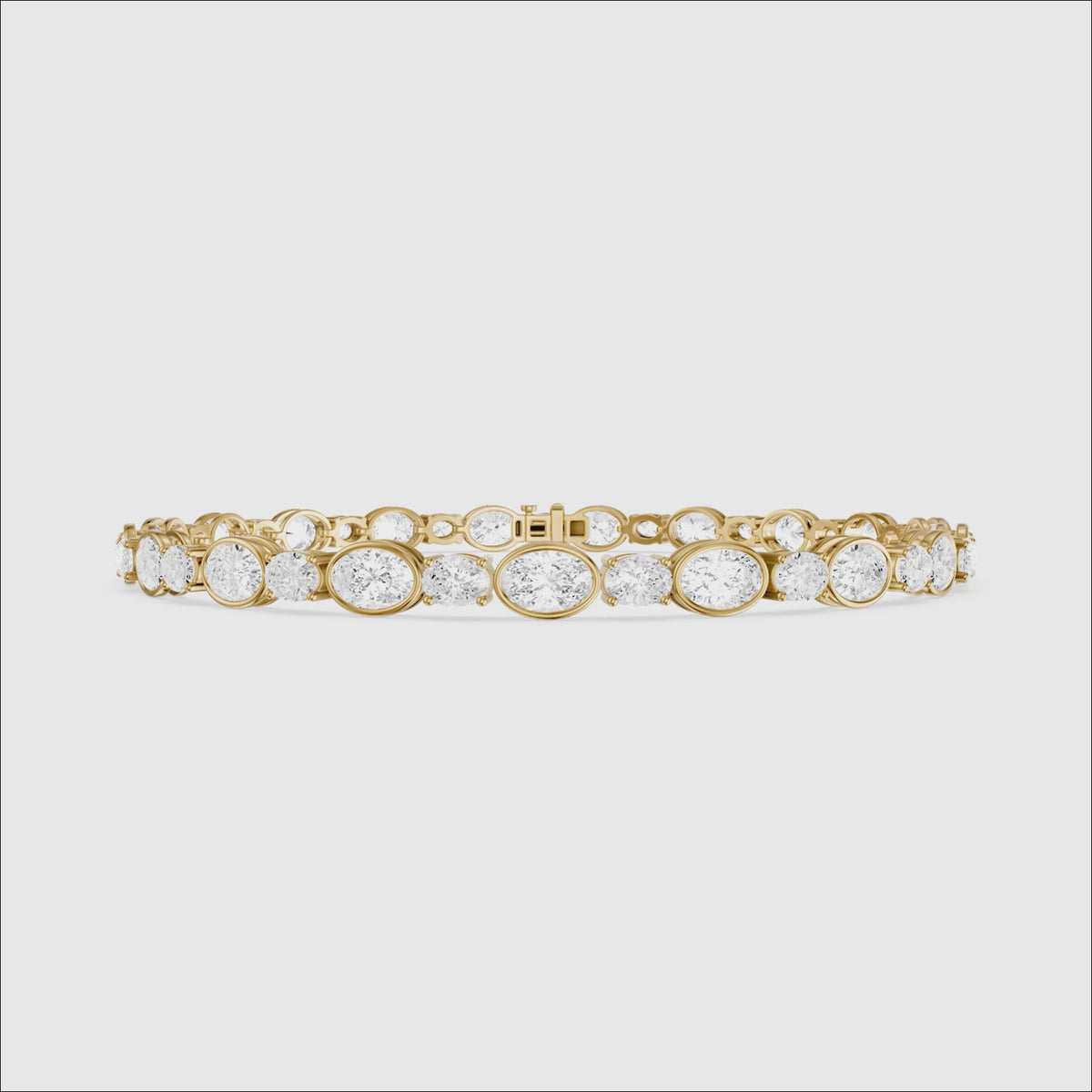Load video: Aliyah Bezel Oval Alternating Lab Grown Diamond Tennis Bracelet