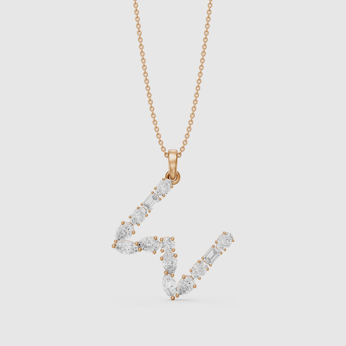 Load video: Ginevra Multi Shape Lab Grown Diamond Initial W Pendant