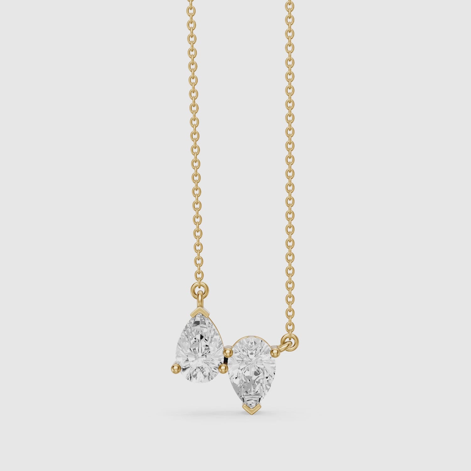 Load video: Aria Pear Lab Grown Diamond Duo Necklace