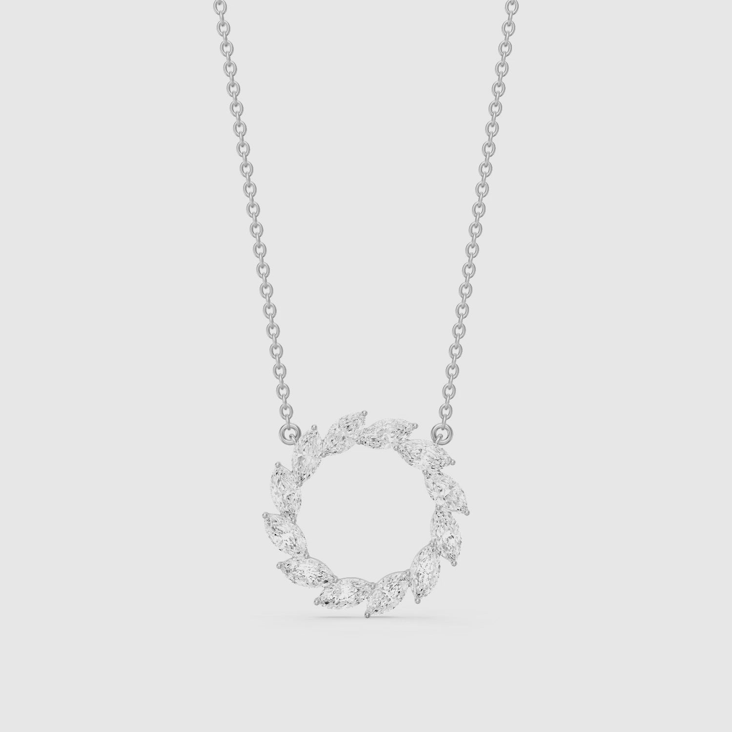 Load video: Edda Marquise Lab Grown Diamond Wreath Necklace