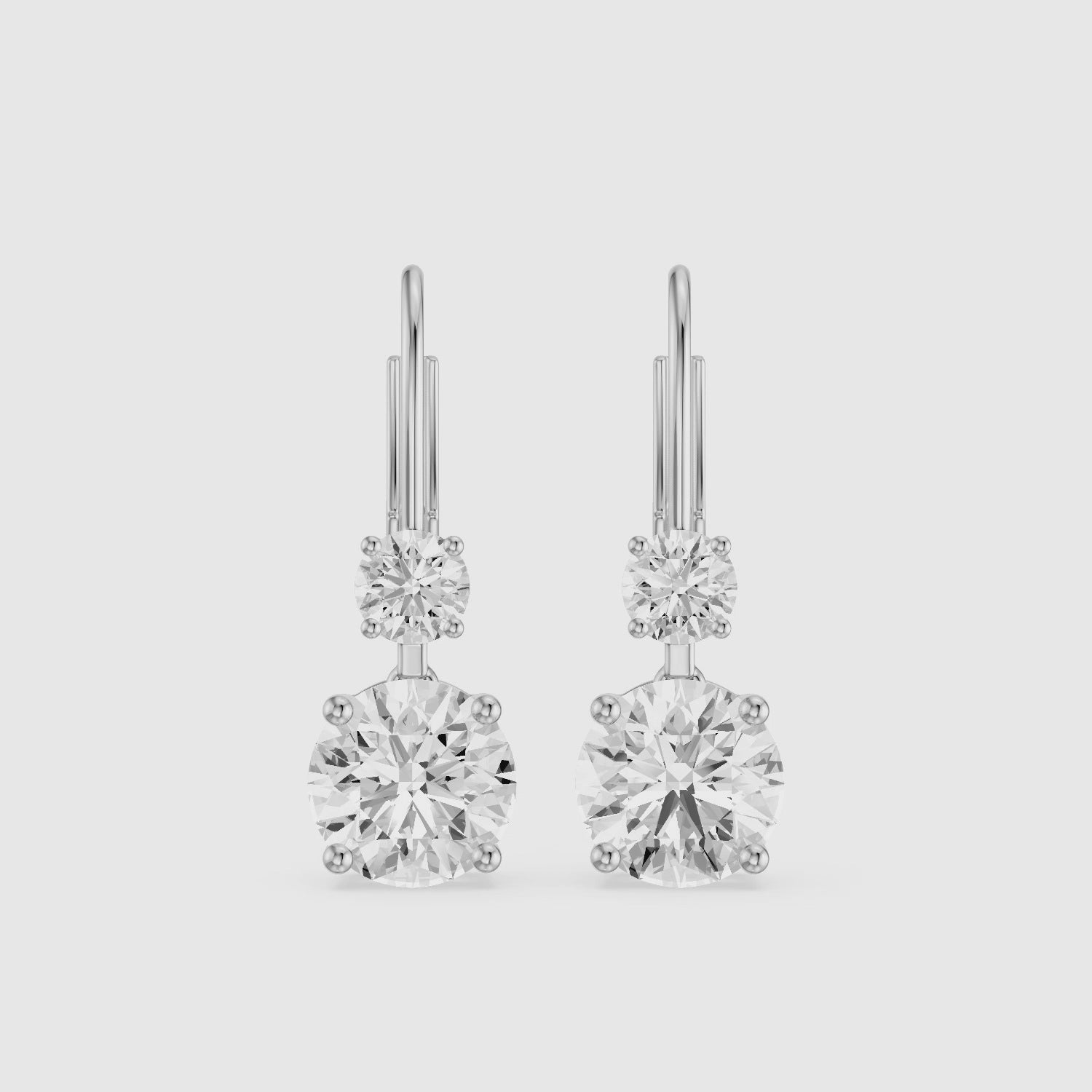 Load video: Paris Two Stone Round Lab Grown Diamond Drop Earrings