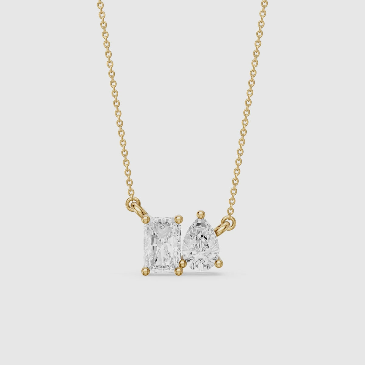 Load video: Anaya Radiant and Pear Lab Grown Diamond Toi et Moi Pendant
