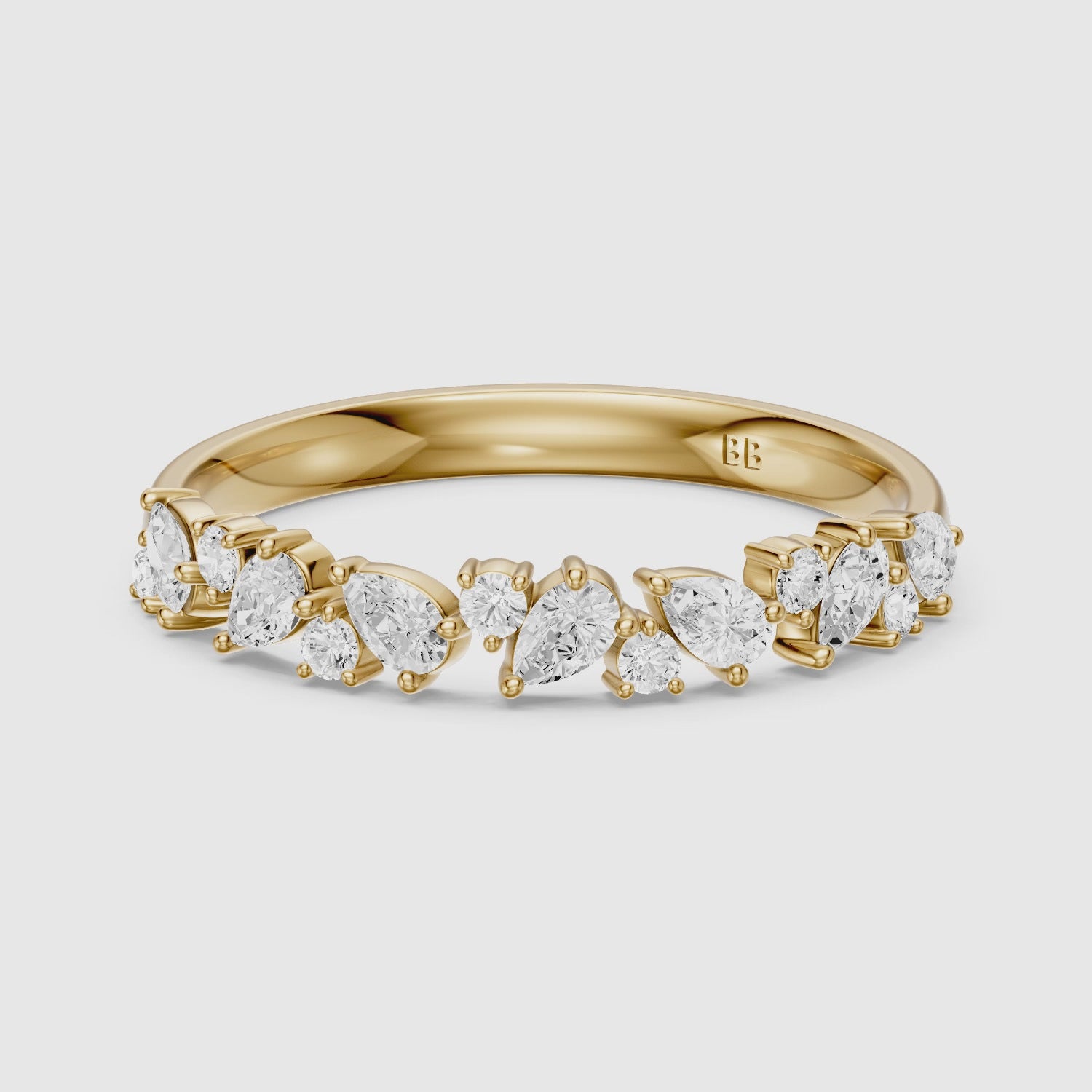 Load video: Gigi Pear and Round Cut Lab Grown Diamond Cluster Wedding Band