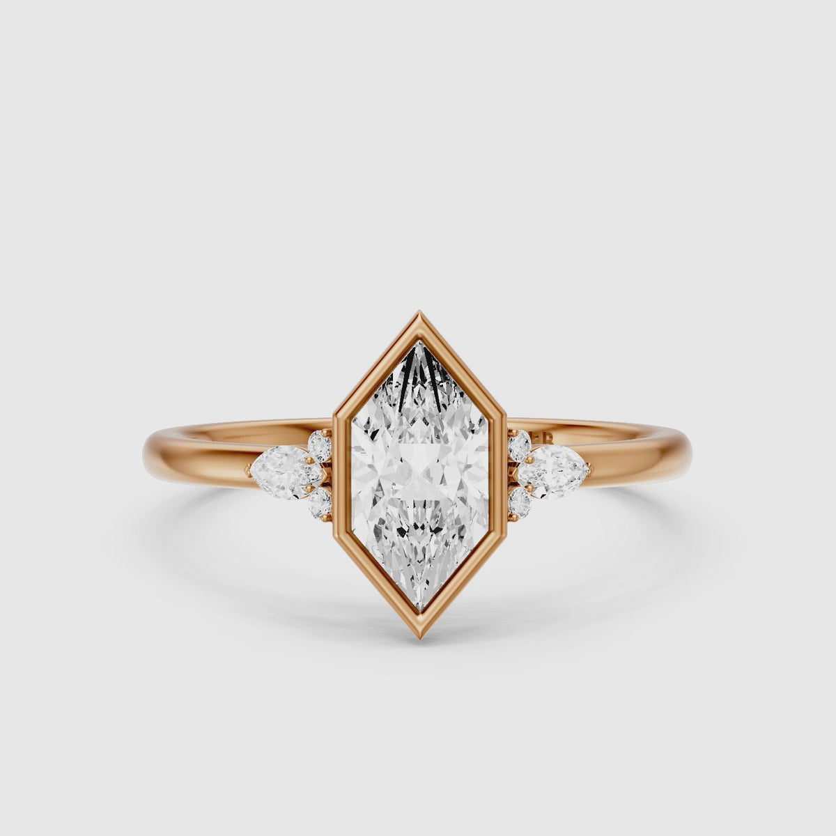 Load video: Carolina Low Profile Dutch Marquise Lab Grown Diamond Bezel Side Stones Ring