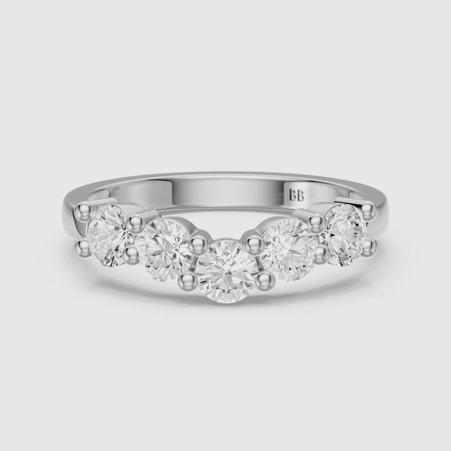 Load video: Nina Bold Setting Round Lab Diamond Curved Anniversary Band