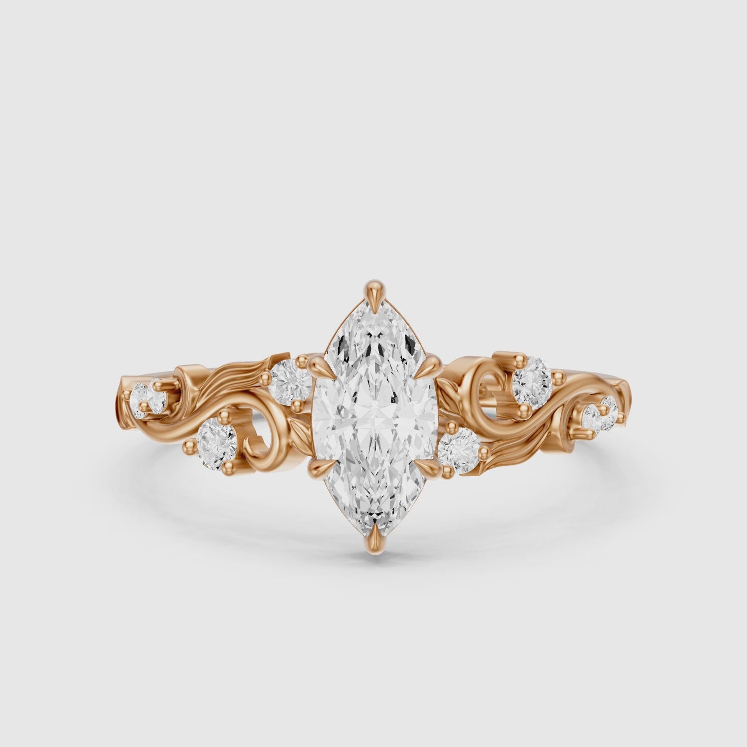 Load video: Lennon Marquise Cut Nature Inspired Lab Grown Diamond Ring