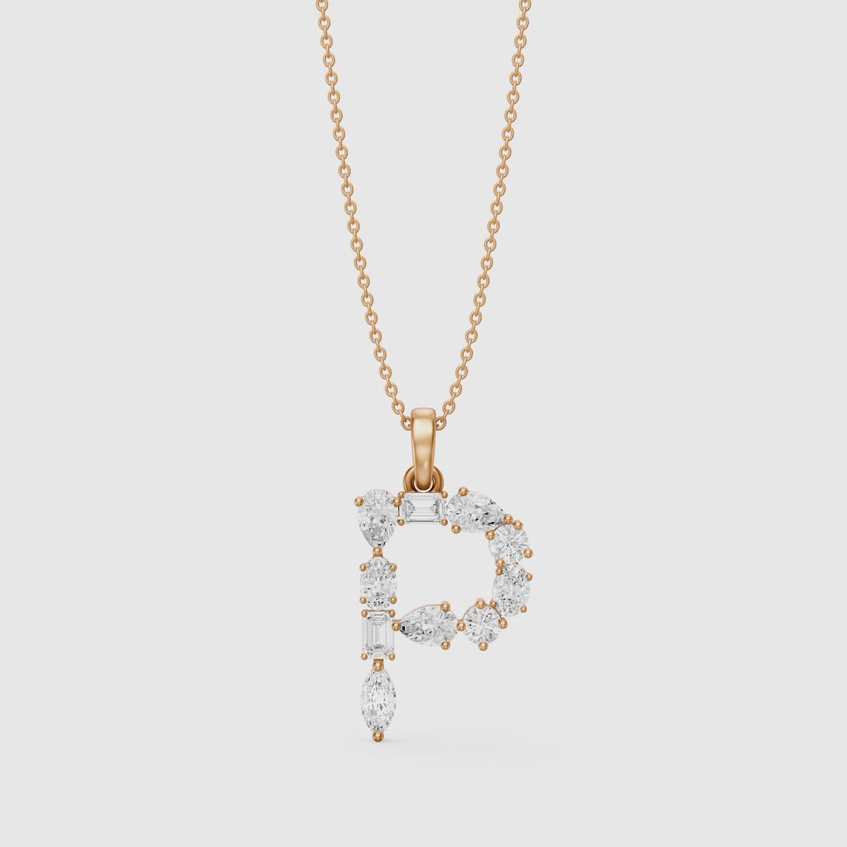 Load video: Triana Multi Shape Lab Grown Diamond Initial P Pendant