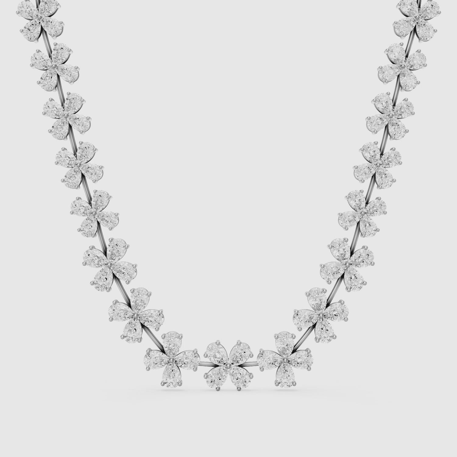 Load video: Margaret Pear Cut Lab Grown Diamond Floral Statement Necklace