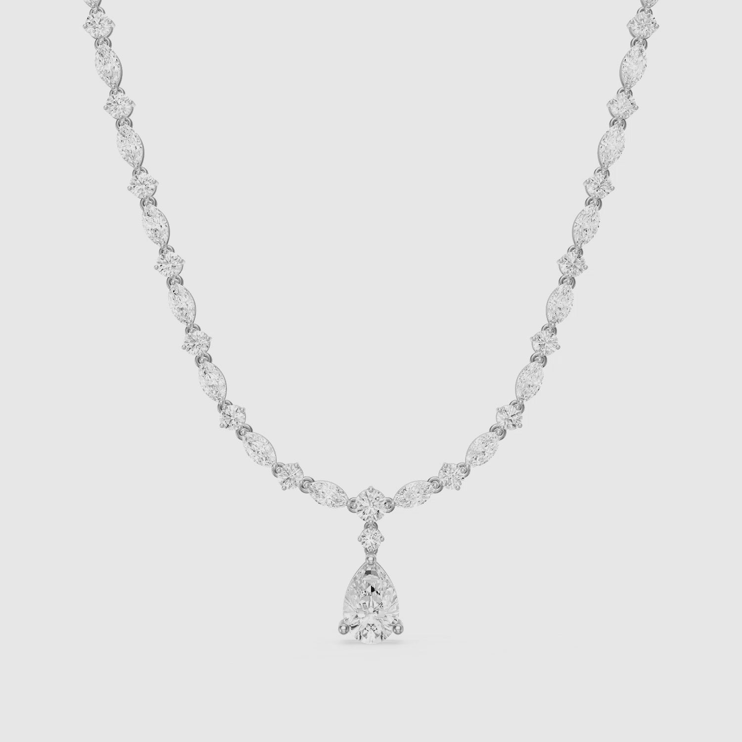 Load video: Leilani Pear, Round and Marquise Lab Grown Diamond Tennis Necklace