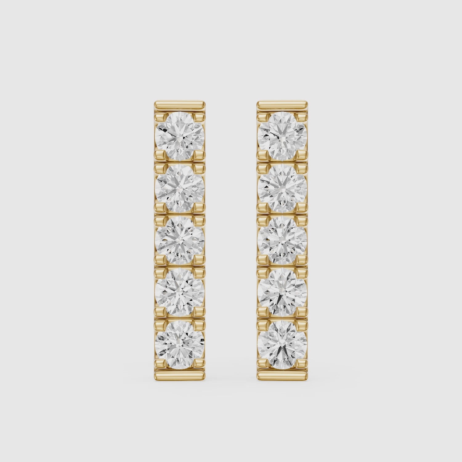 Load video: Velina Round Lab Grown Diamond Single Line Bar Studs Earrings