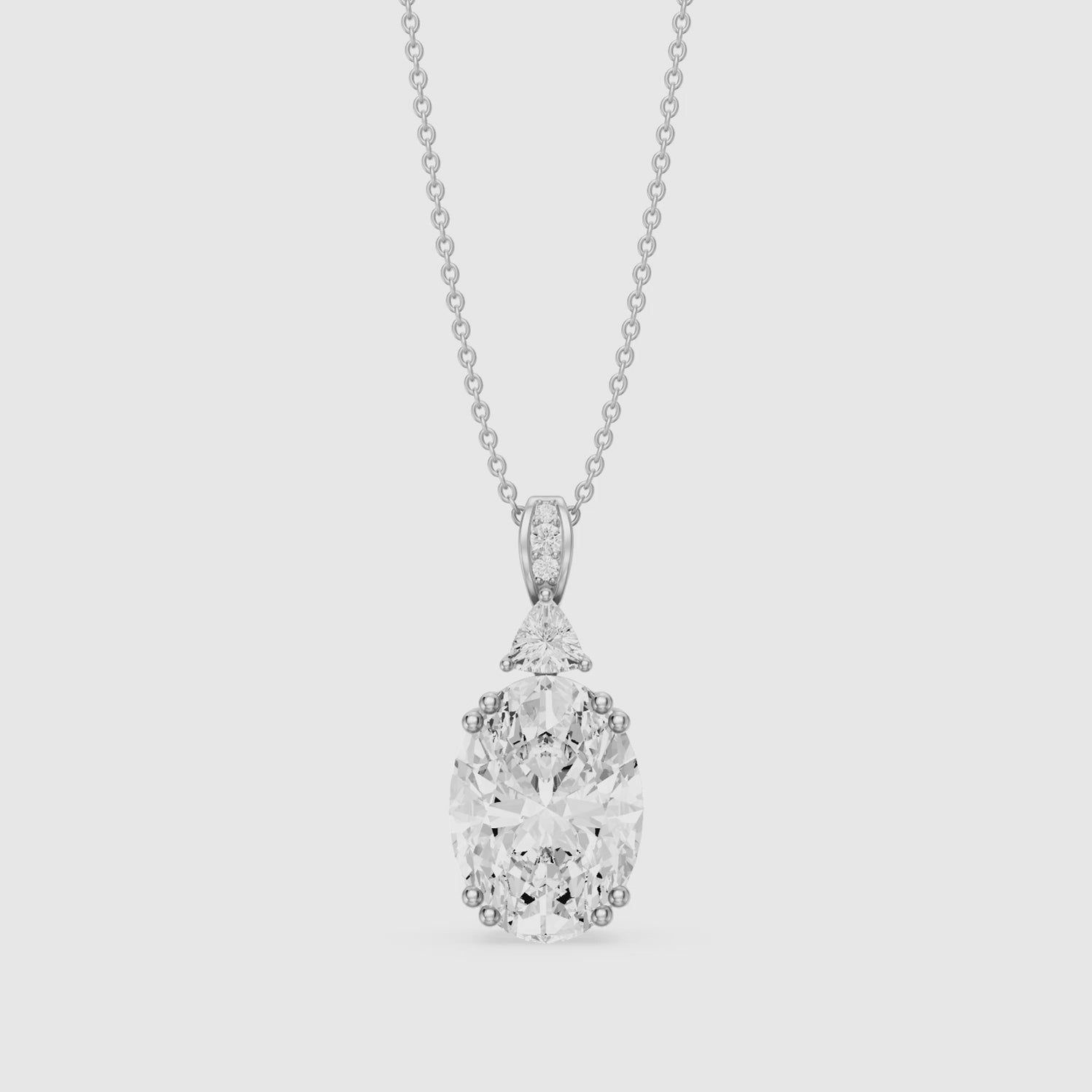 Load video: Josephine Oval Cut Lab Grown Diamond Solitaire Pendant Necklace