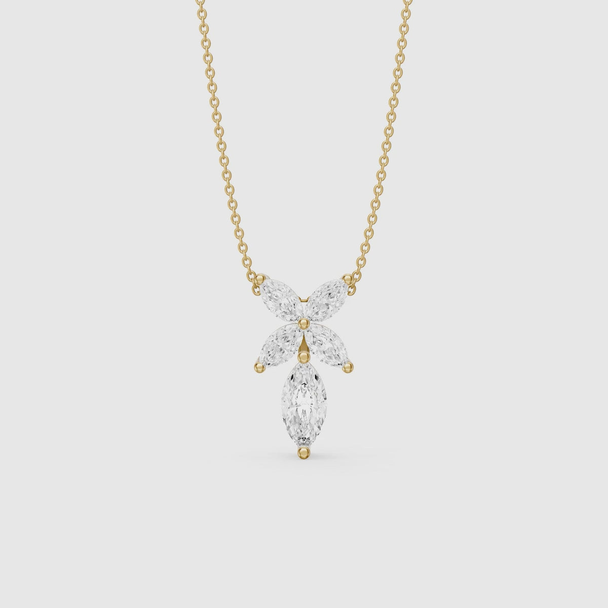 Load video: Elodie Marquise Cut Lab Grown Diamond Floral Pendant