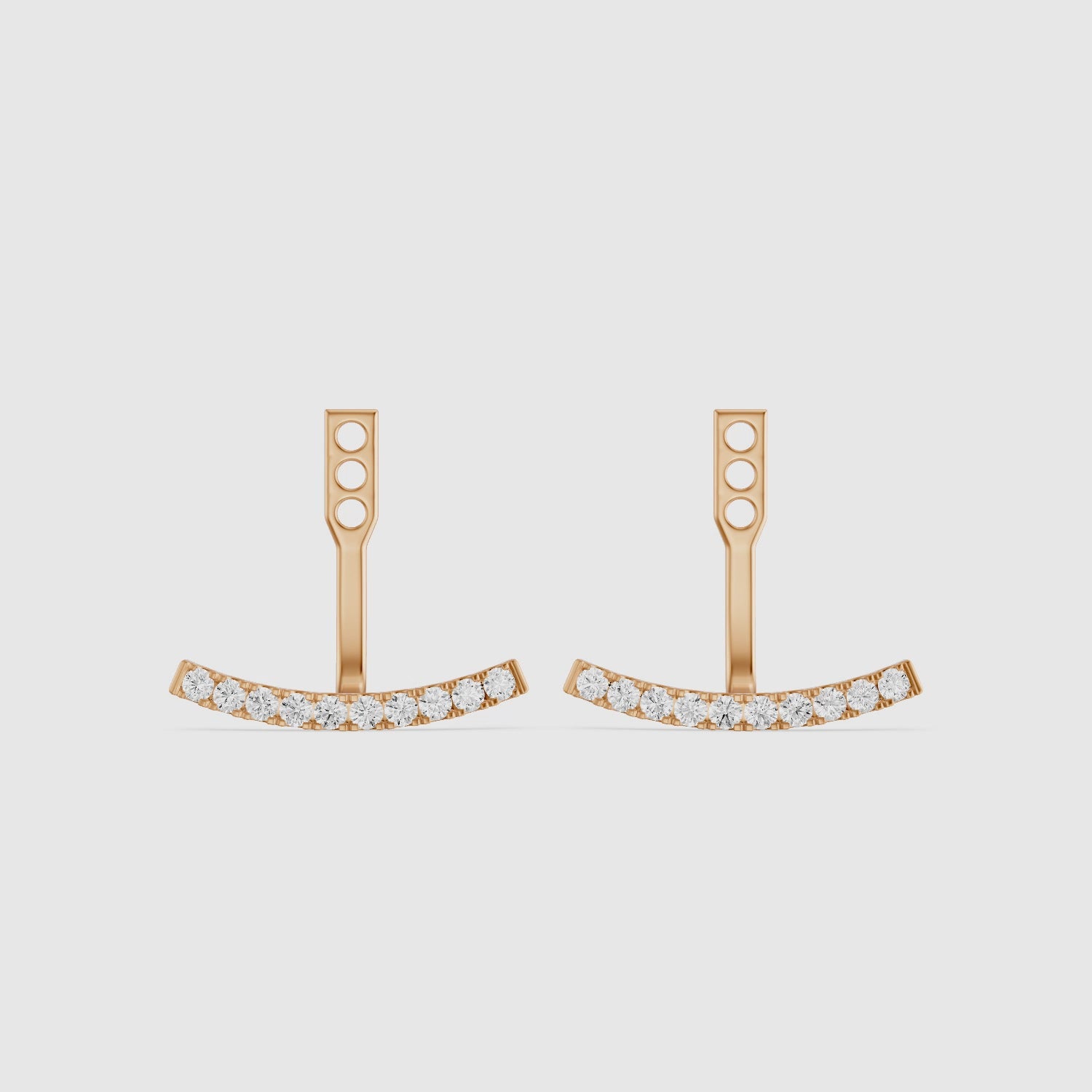Load video: Karsyn Round Lab Grown Diamond Curved Pave Ear Jacket Earrings