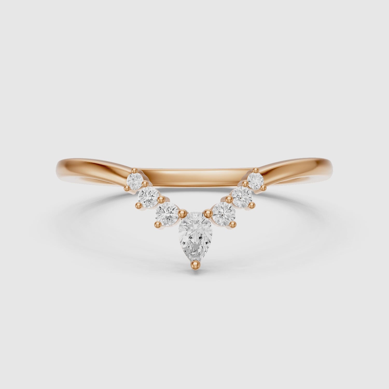 Load video: Cardi Curved V Shape Pear and Round Lab Grown Diamond Band