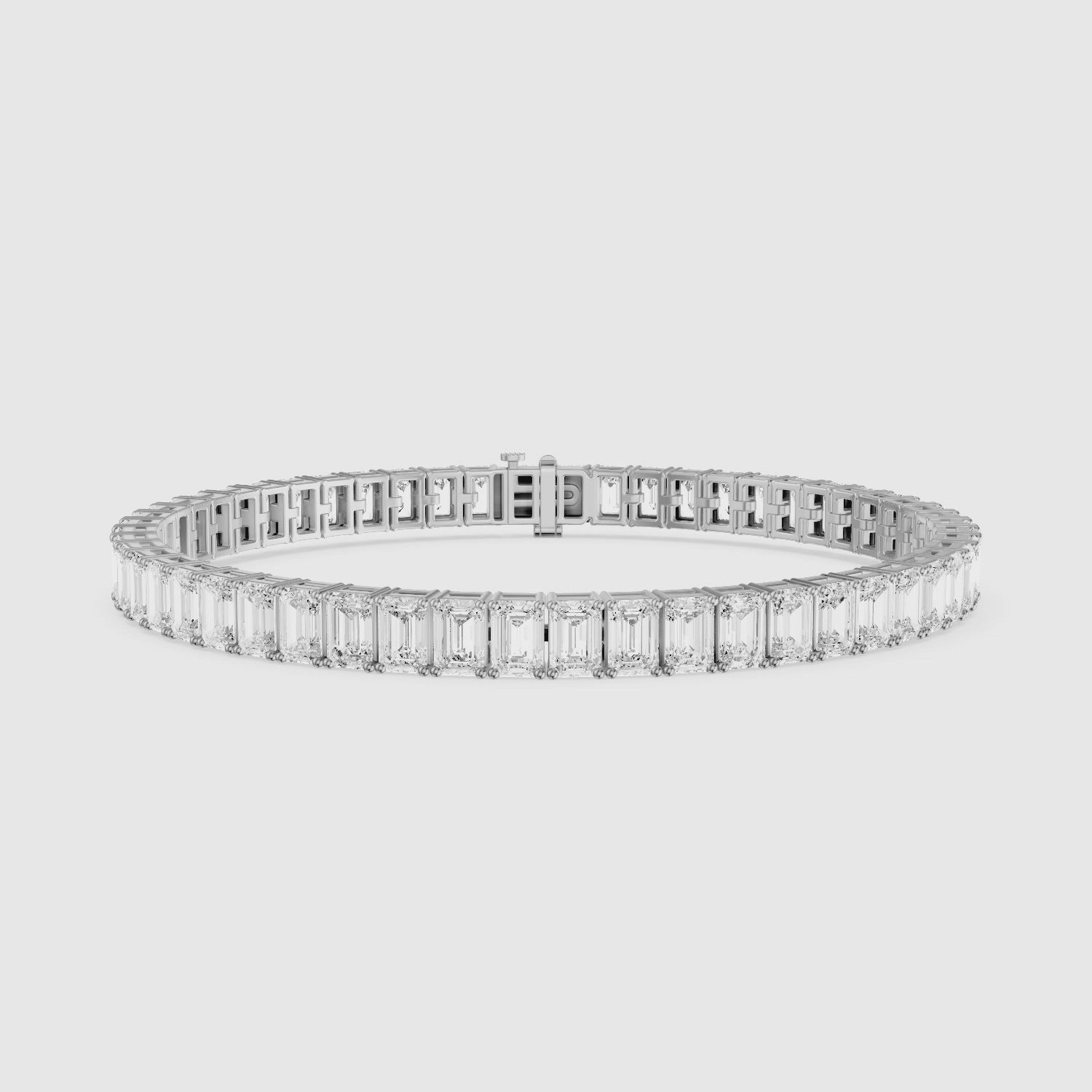 Load video: Louise Emerald Cut Lab Grown Diamond Tennis Bracelet