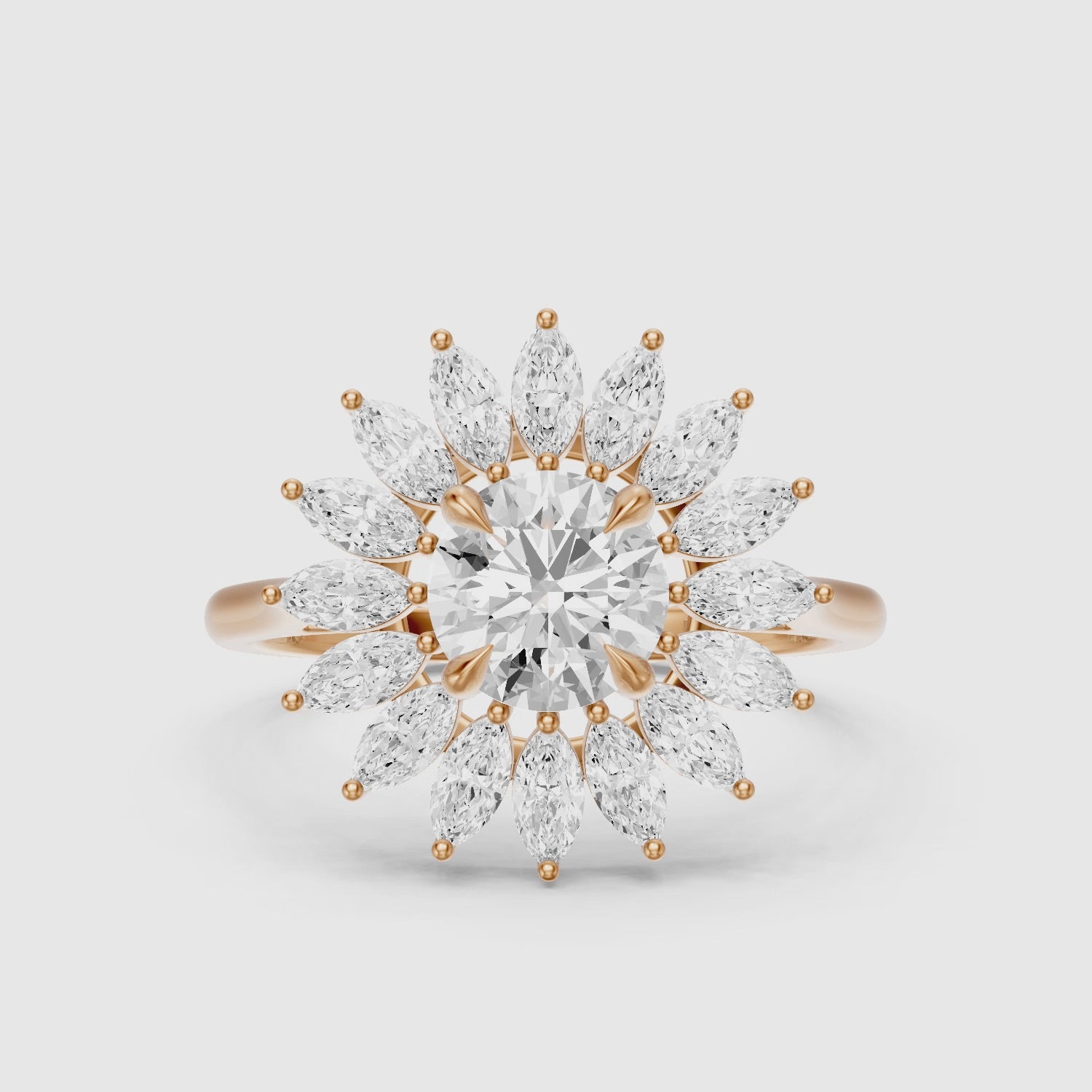 Load video: Elsie Floral Halo Round Cut Lab Grown Diamond Ring