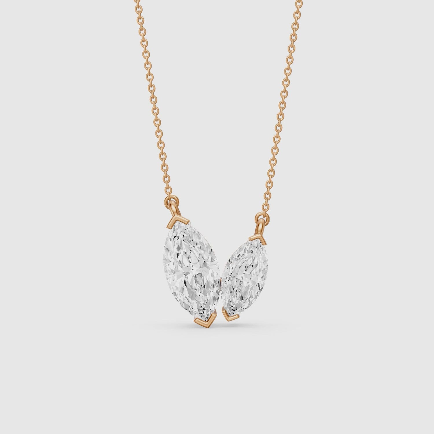 Load video: Blaire Marquise Cut Lab Grown Diamond Toi et Moi Pendant