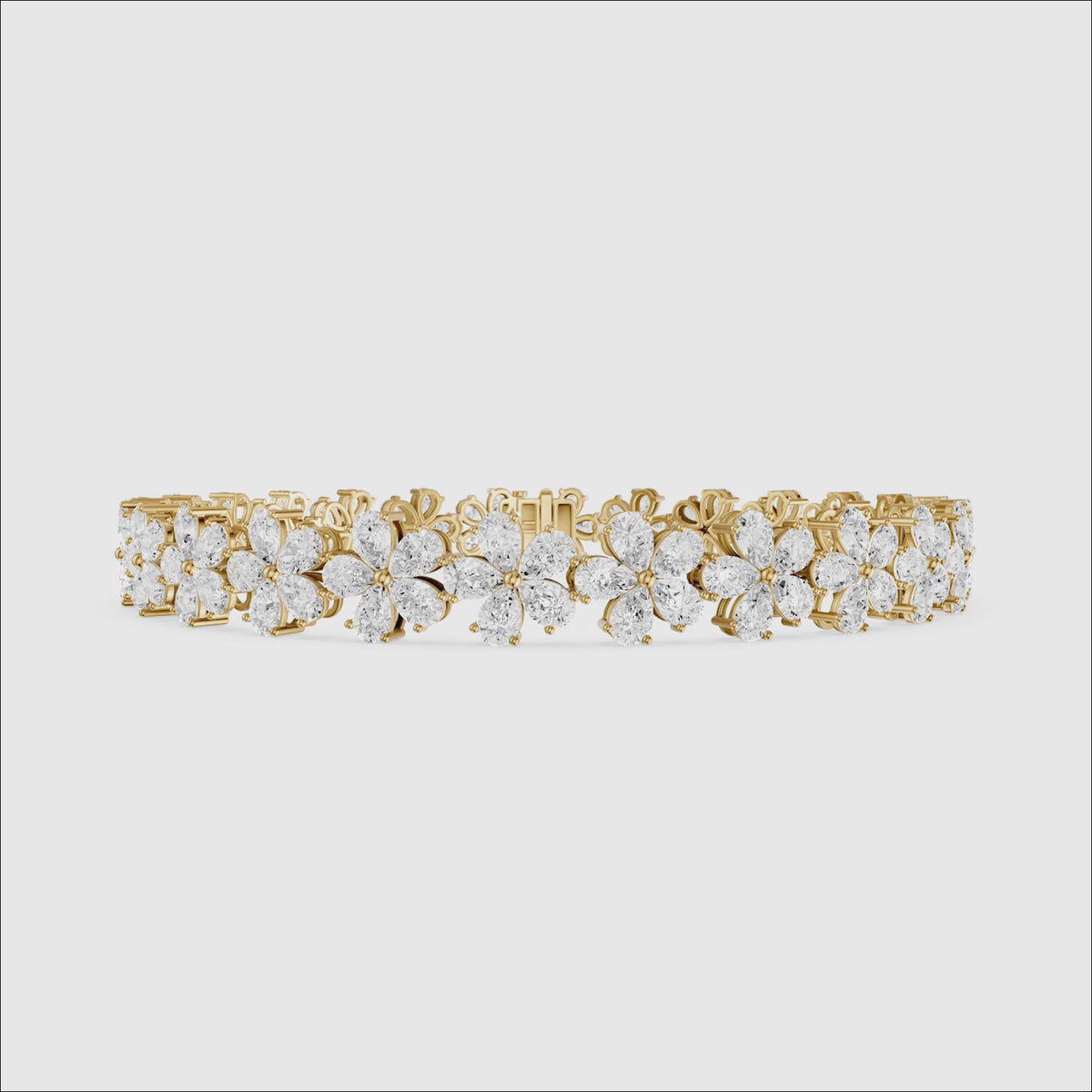 Load video: Bettina Pear Shape Floral Lab Grown Diamond Tennis Bracelet