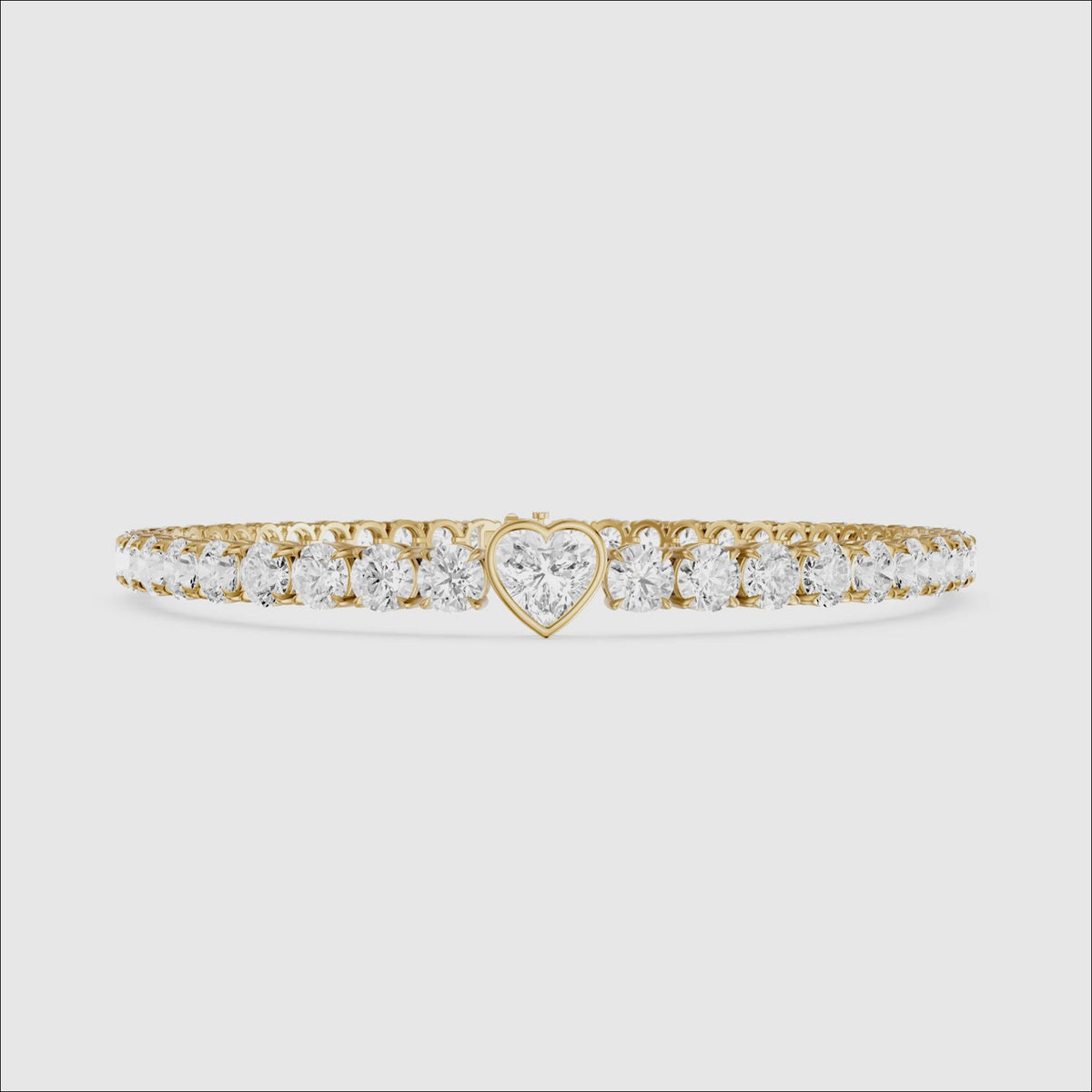 Load video: Juliette Heart Shape and Round Lab Grown Diamond Single Station Tennis Bracelet