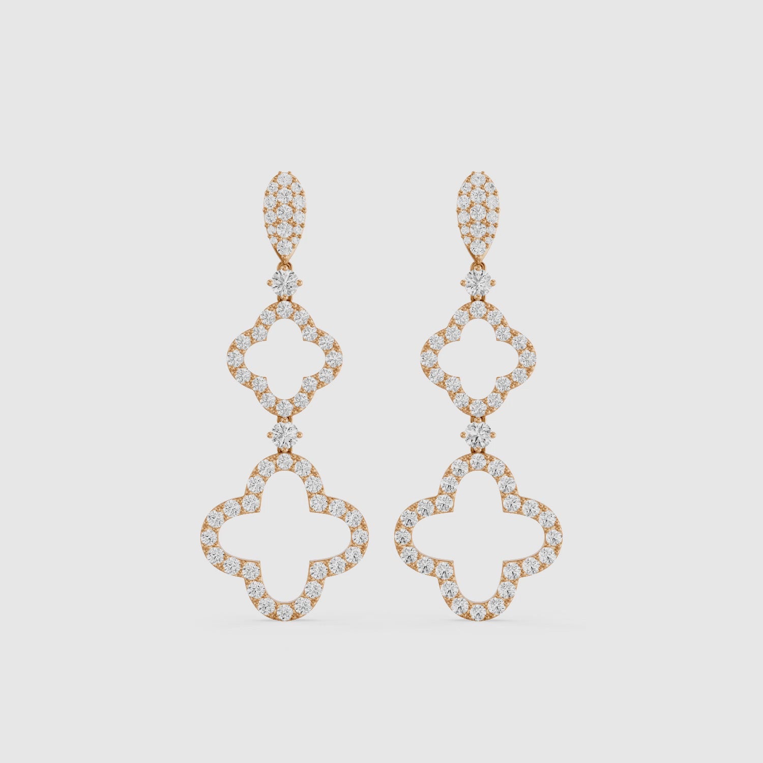Load video: Dorothy Round Lab Grown Diamond Clover Drop Earrings