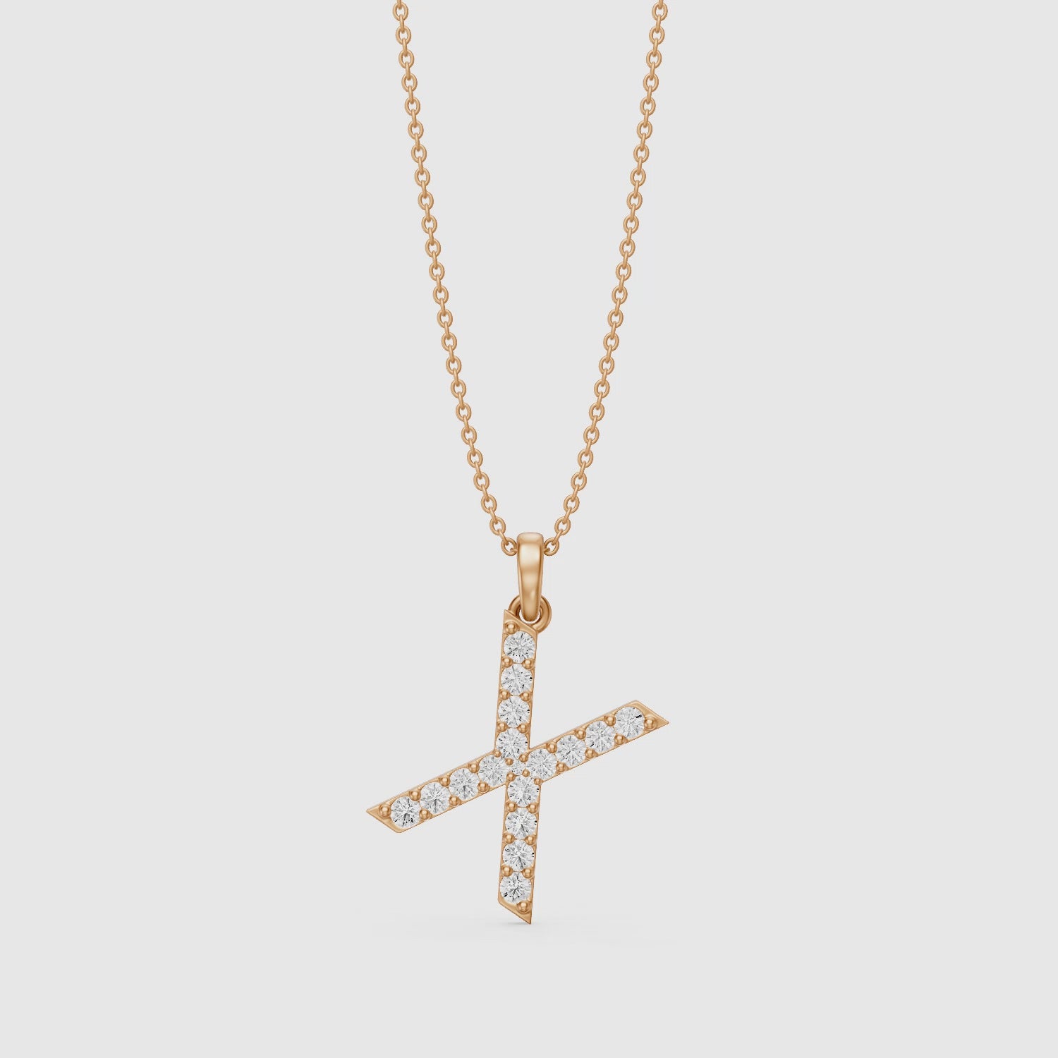 Load video: Romy Lab Grown Diamond X Initial Pendant Necklace