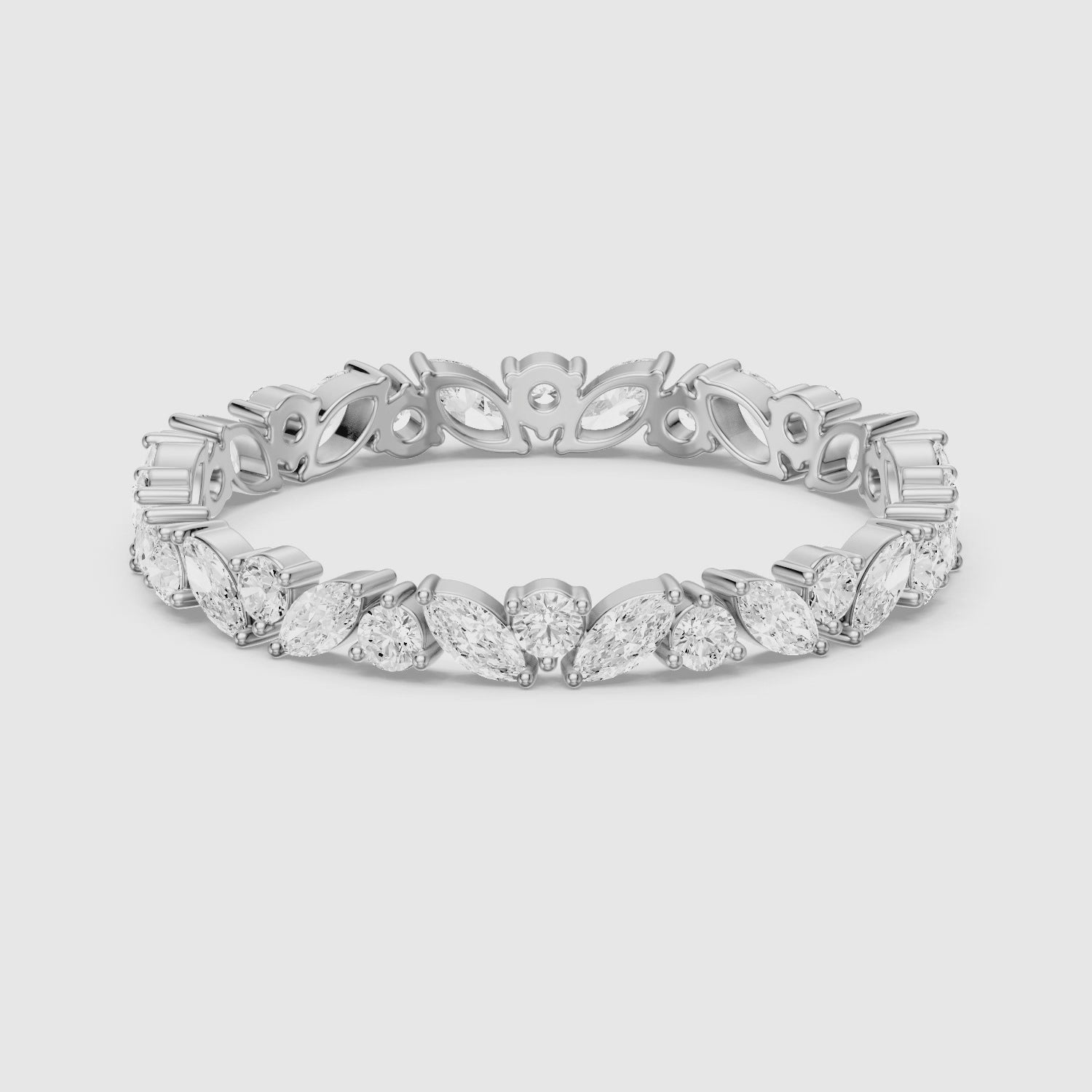 Load video: Margot Mixed Shape Marquise and Round Lab Grown Diamond Eternity Band