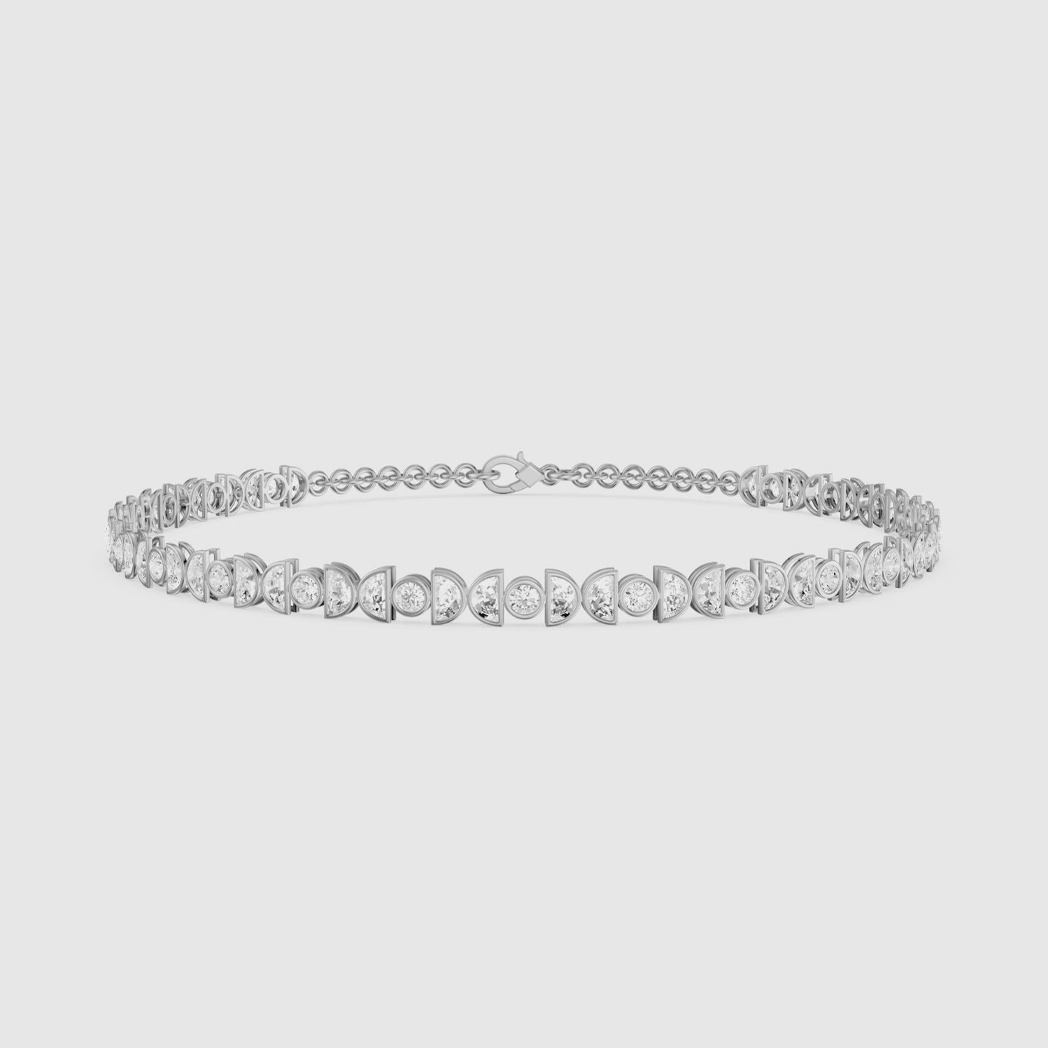 Load video: Aine Round and Half Moon Lab Grown Diamond Tennis Bracelet