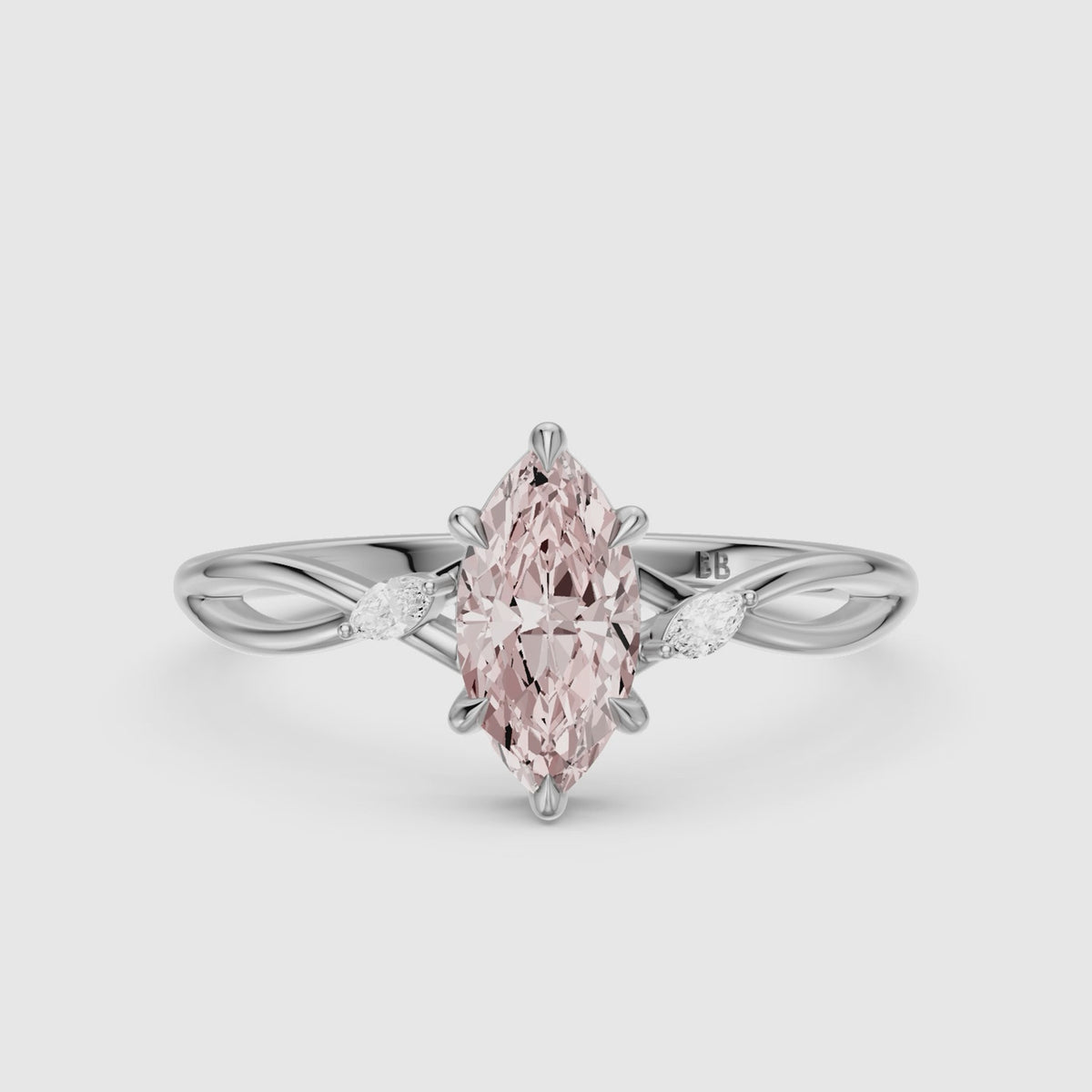 Load video: Saffron Marquise Pink Lab Grown Diamond Split Shank Engagement Ring