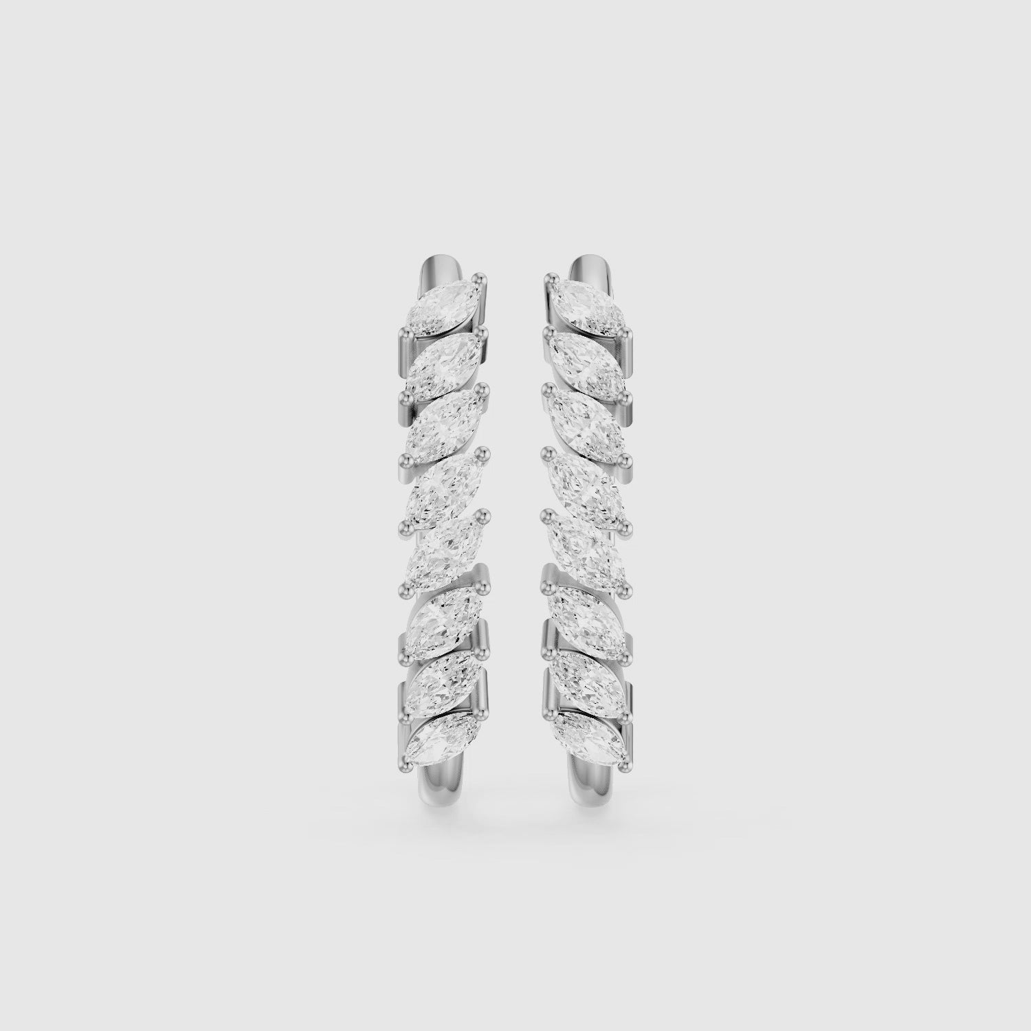 Load video: Luca Marquise Cut Lab Grown Diamond Vine Hoop Earrings