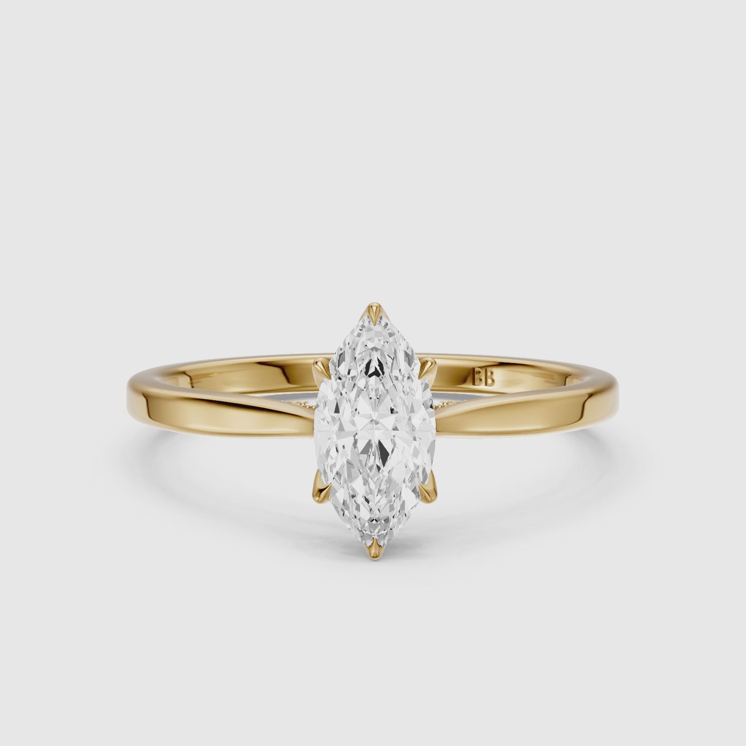 Load video: Morgan Marquise Hidden Halo Lab Grown Diamond Ring with Tulip Setting