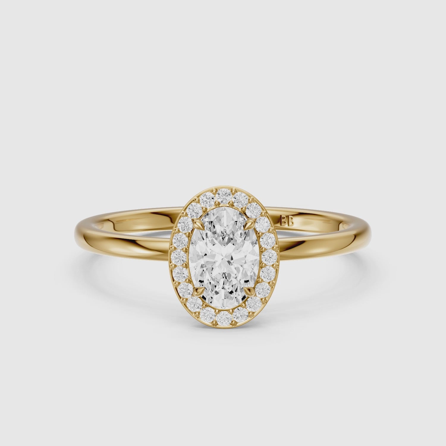 Load video: Mariah Oval Cut Halo Lab Grown Diamond Engagement Ring