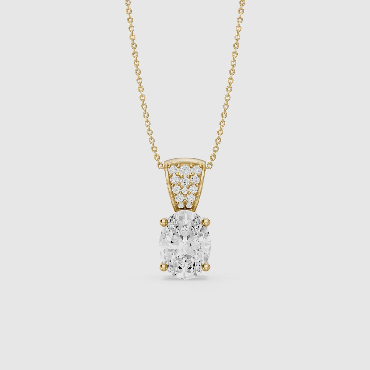 Load video: Sunny Oval Lab Grown Diamond Pendant with Pave Bail