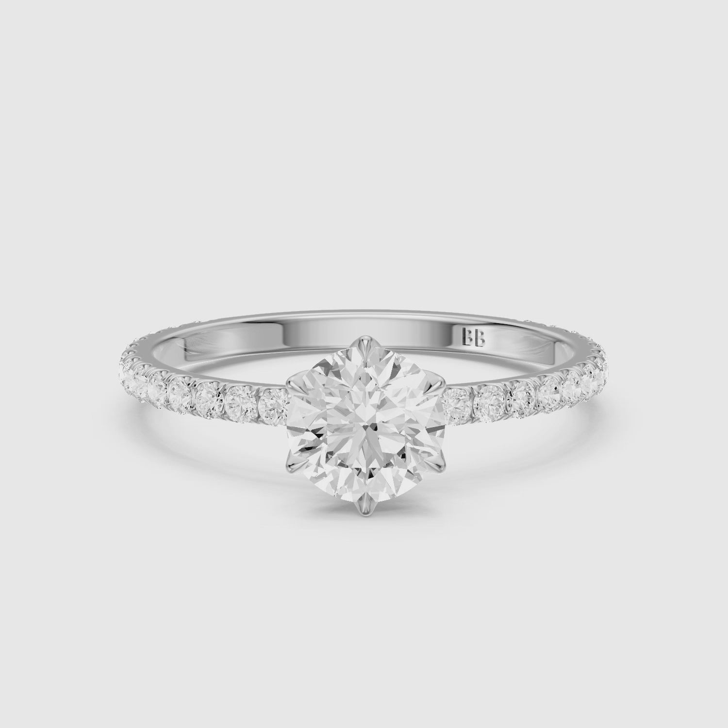 Load video: Arya 6 Prong Tulip Setting Round Cut Lab Grown Diamond Ring