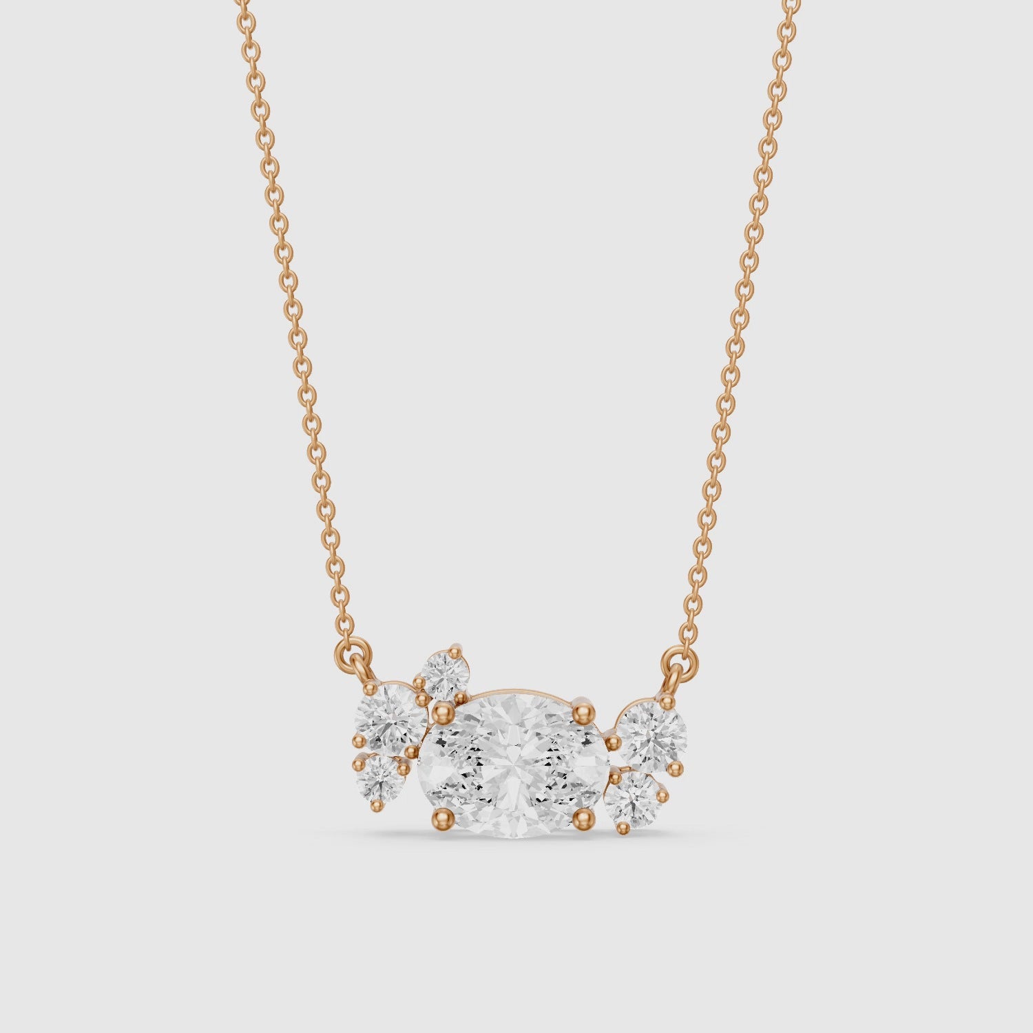 Load video: Anais Oval and Round Lab Grown Diamond Cluster Necklace